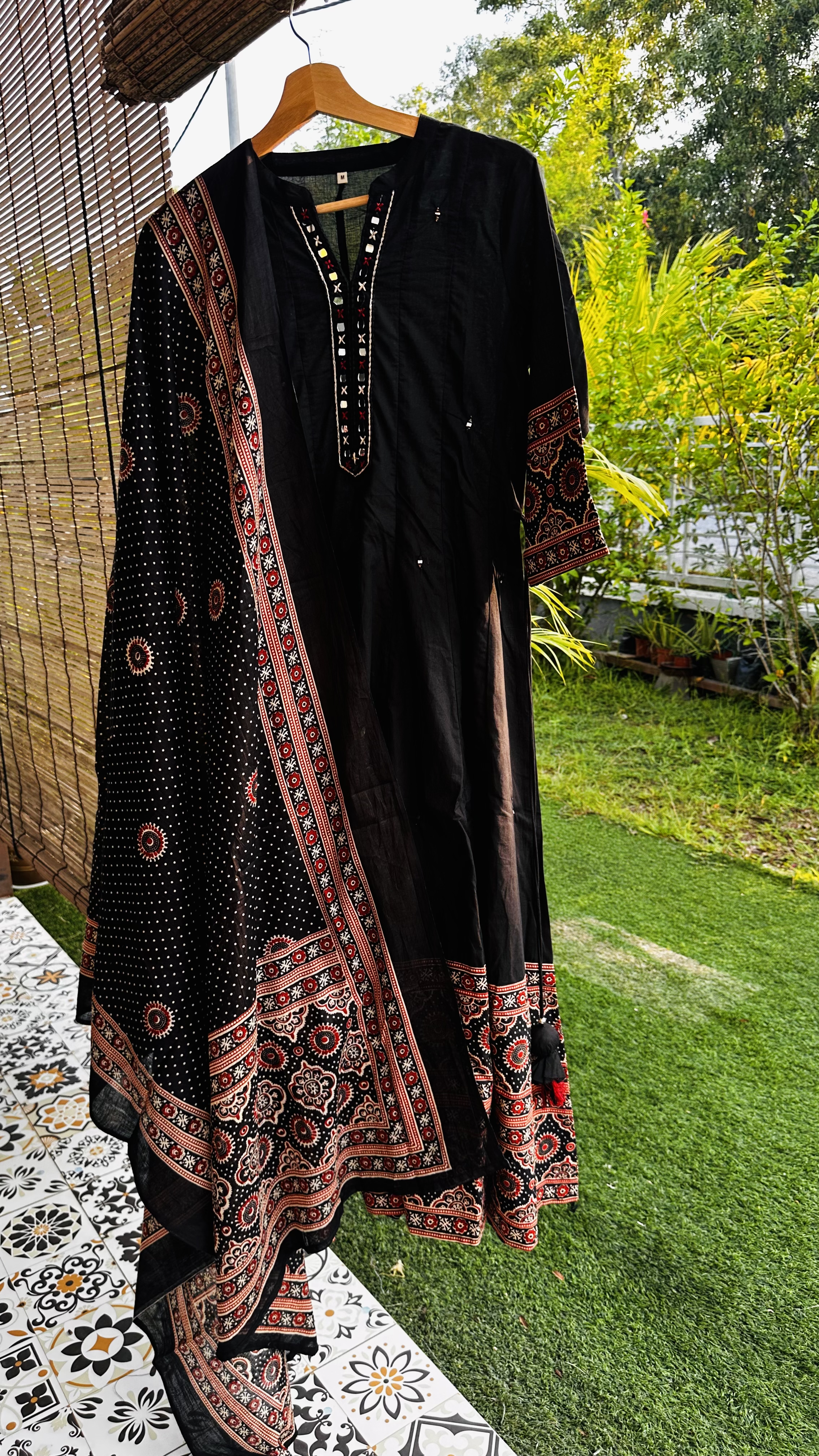 Midnight Black Anarkali Kurta Set with Heavy borders