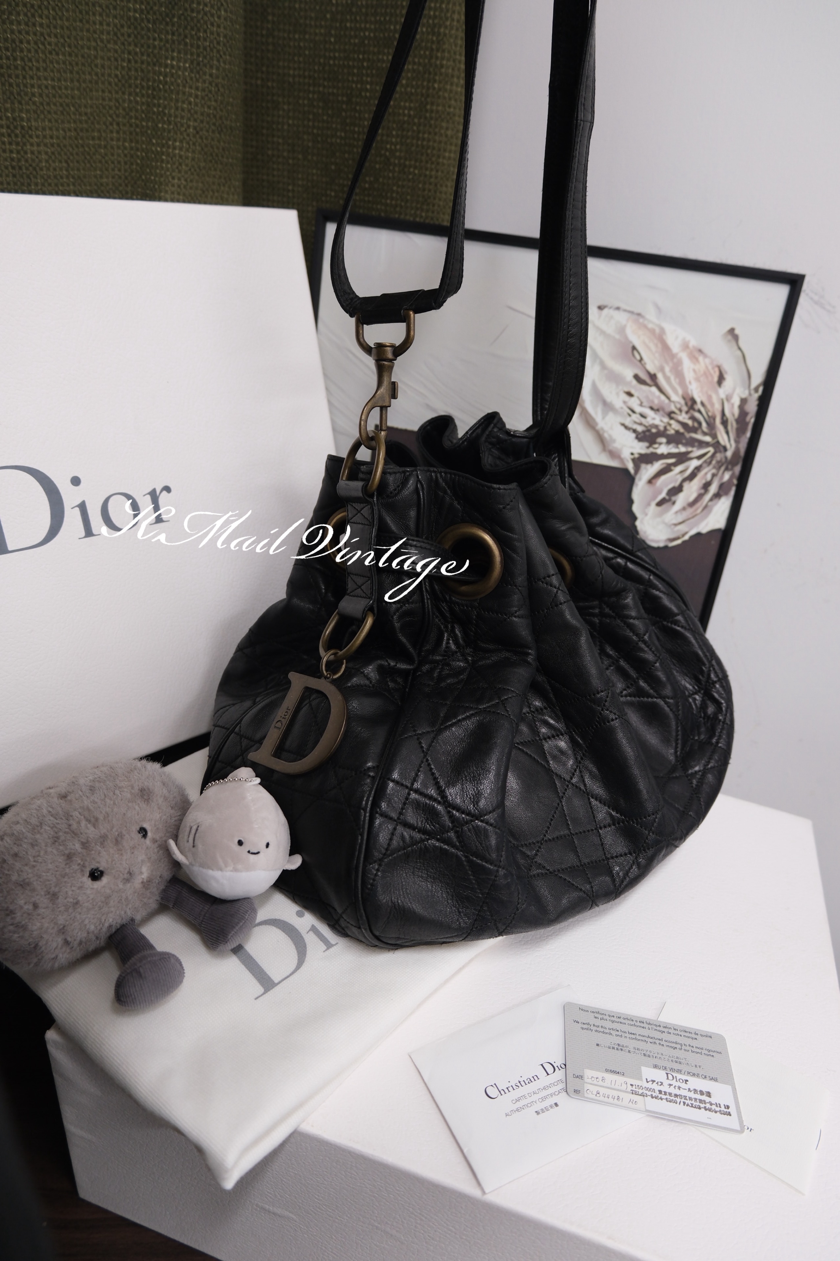 Dior Cannage Leather Shoulder Bag Black