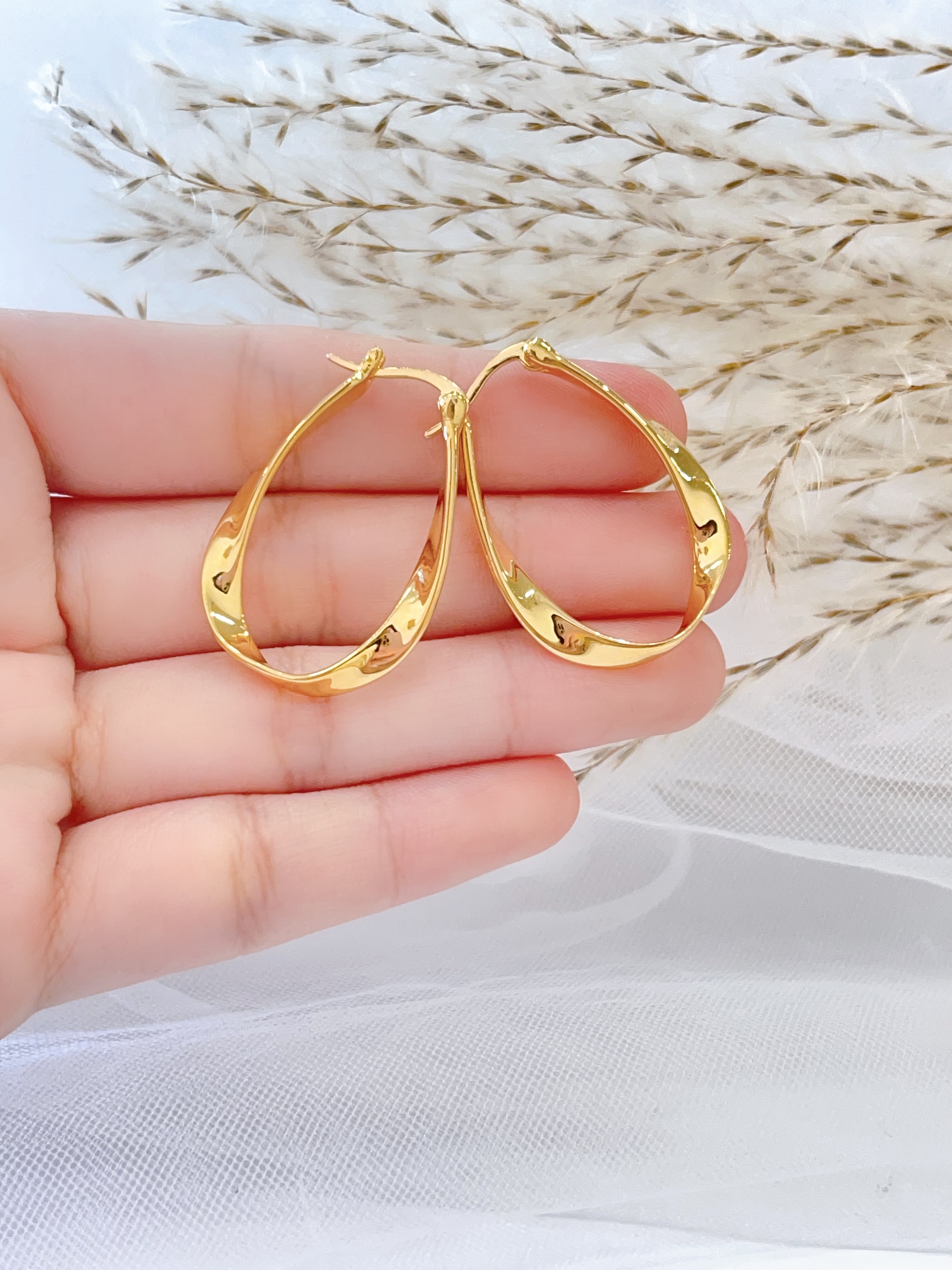 不规则小椭圆耳圈耳环