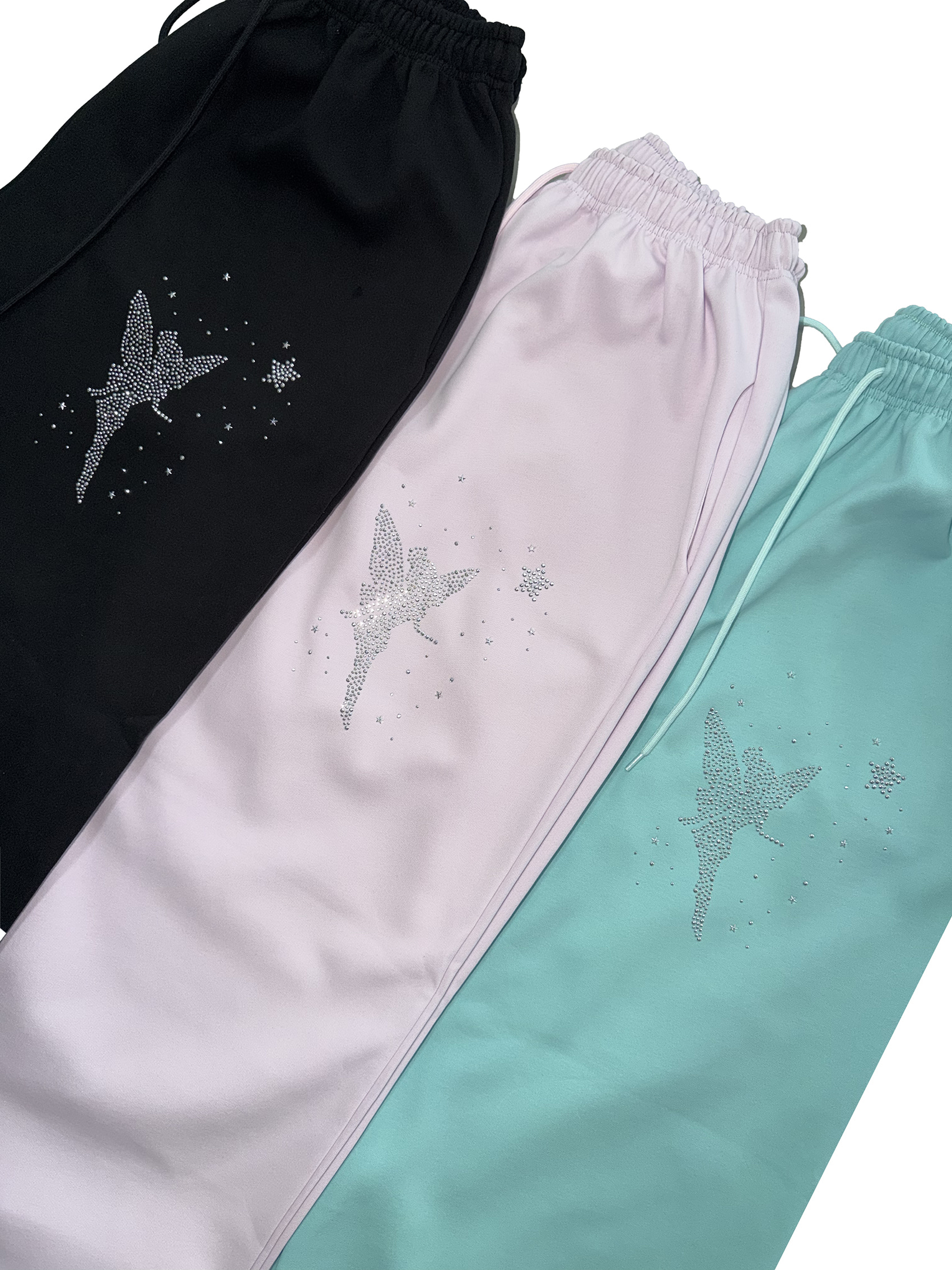 Rhinestone Graphic Wide-Leg Pants