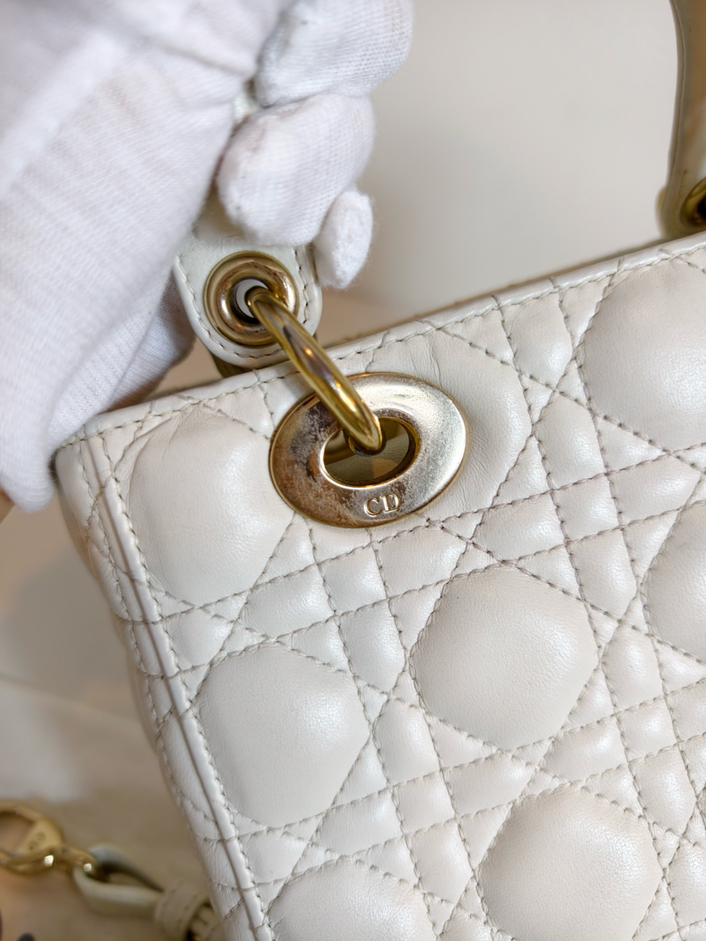 【預訂貨品】Dior Lady Dior 白色四格戴妃包