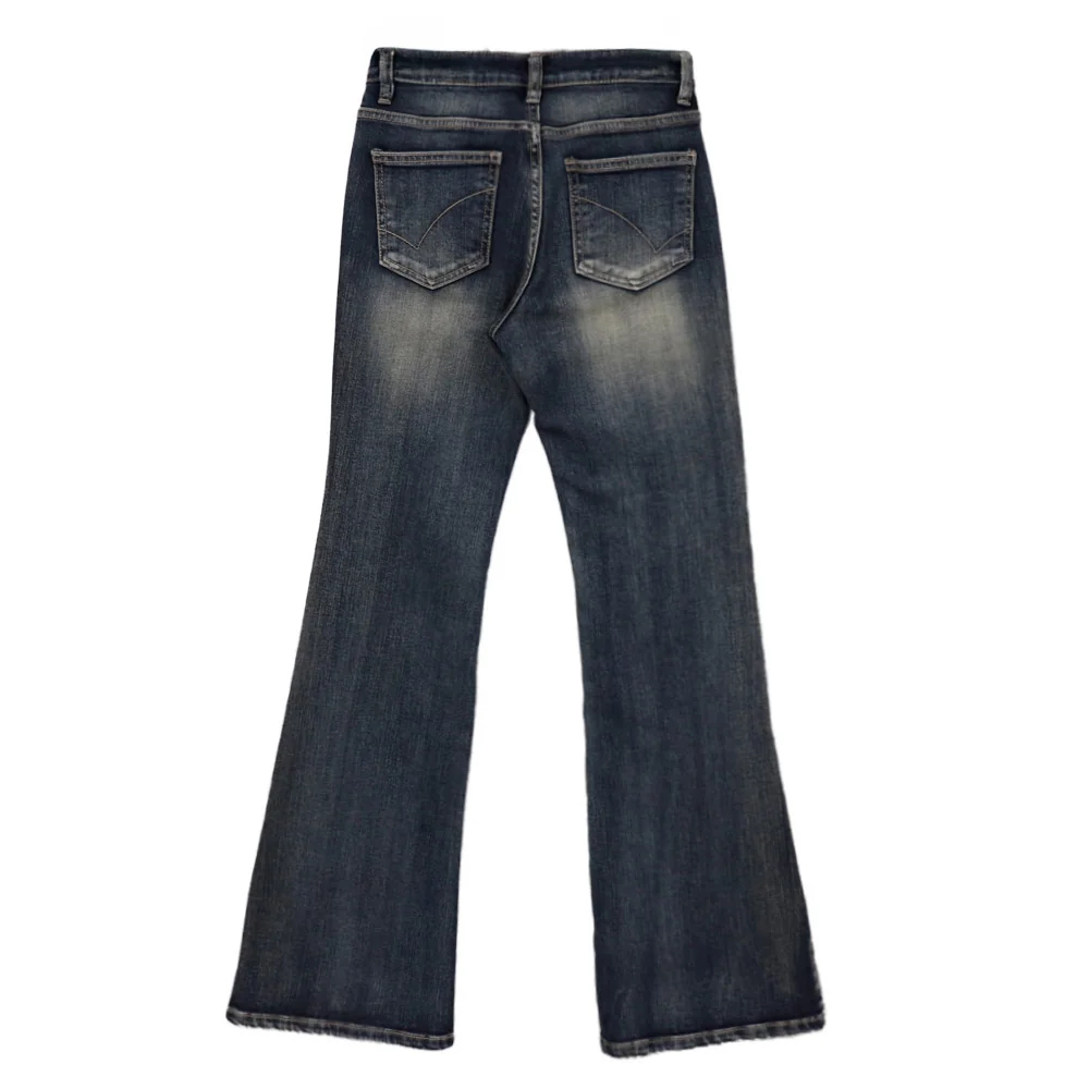 Vintage Washed Low-Rise Flare Jeans