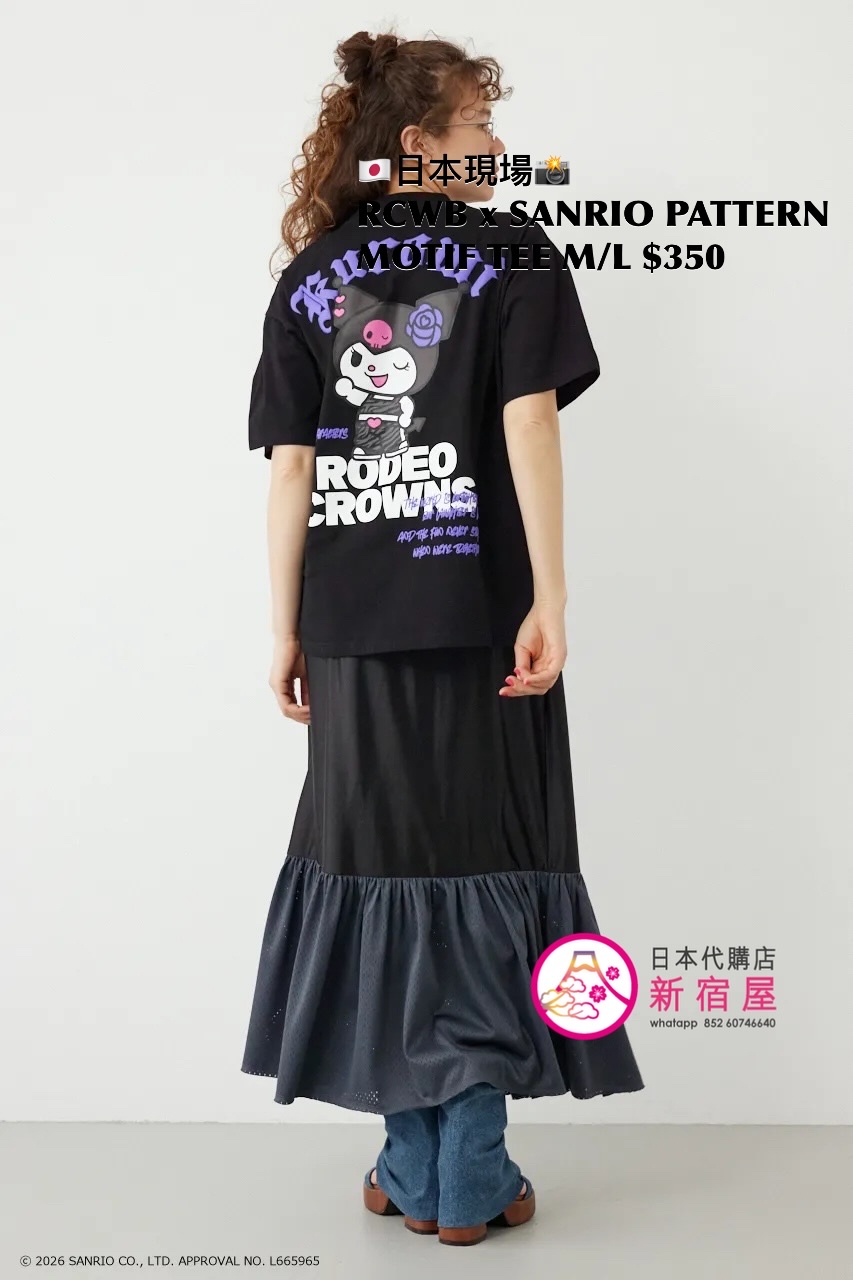 RODEO CROWNS WIDE BOWL x SANRIO PATTERN MOTIF T-SHIRT