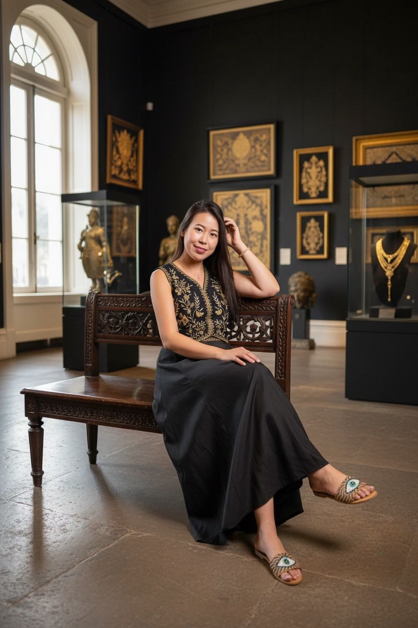 Black Gold Emb. Pants 38" #1456