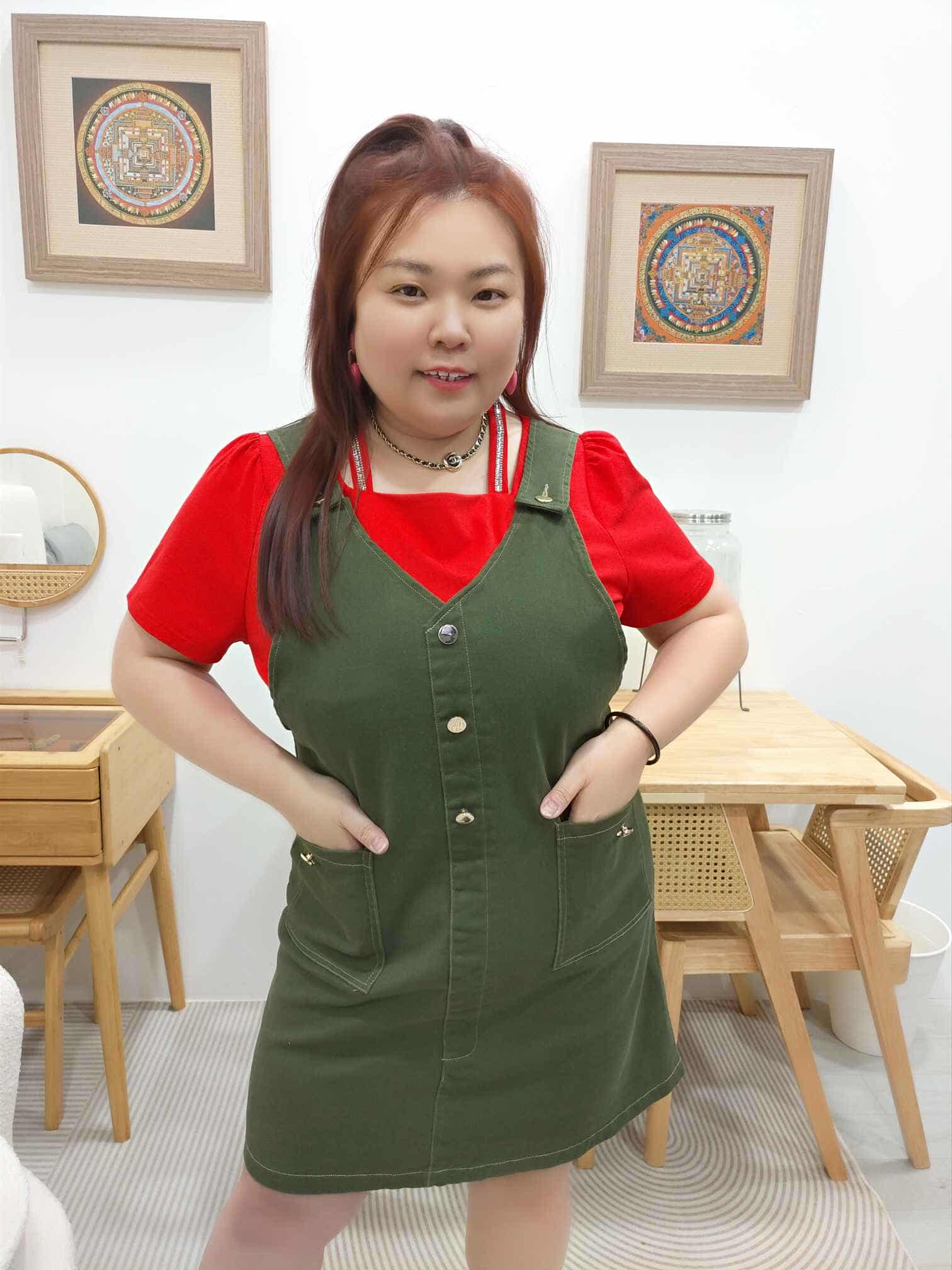 OTA17 K9310 V领排扣吊带连衣裙