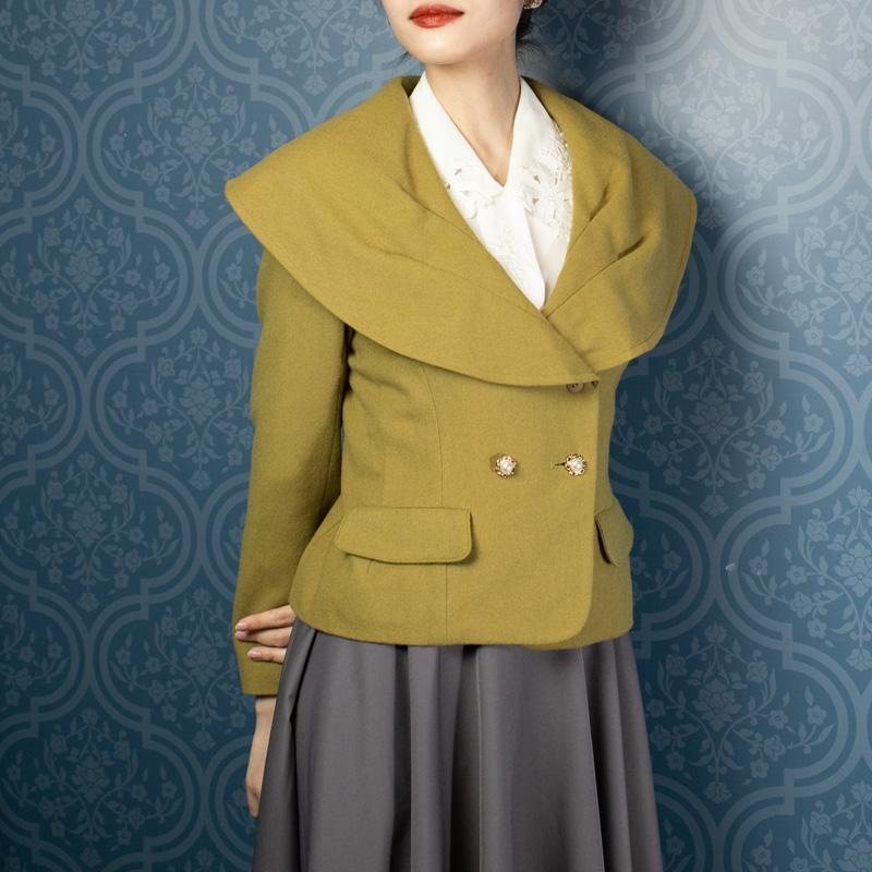 Vintage Made in Japan Elegant Lily Pad Collar Wollen Jacket(MU013)