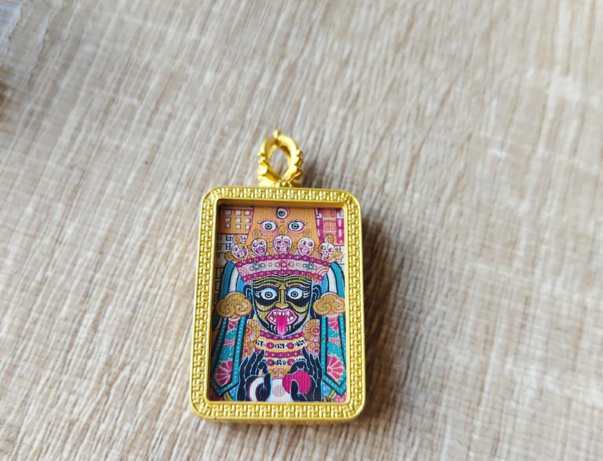 西藏扎基寺  西藏扎基寺半手繪扎基拉姆財神牌（已開光） 