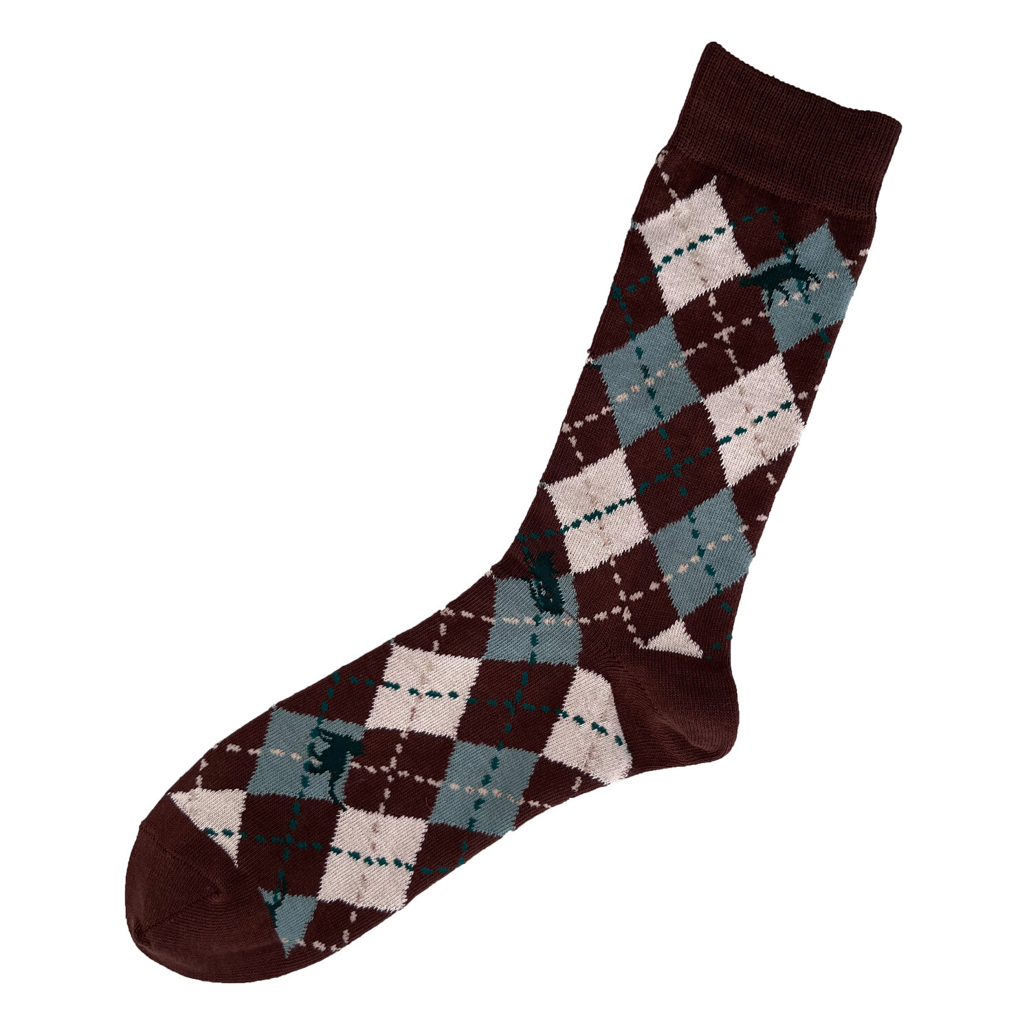 【日本製】經典菱格紋(Argyle check)隱藏貓貓抗菌防臭襪(男裝)