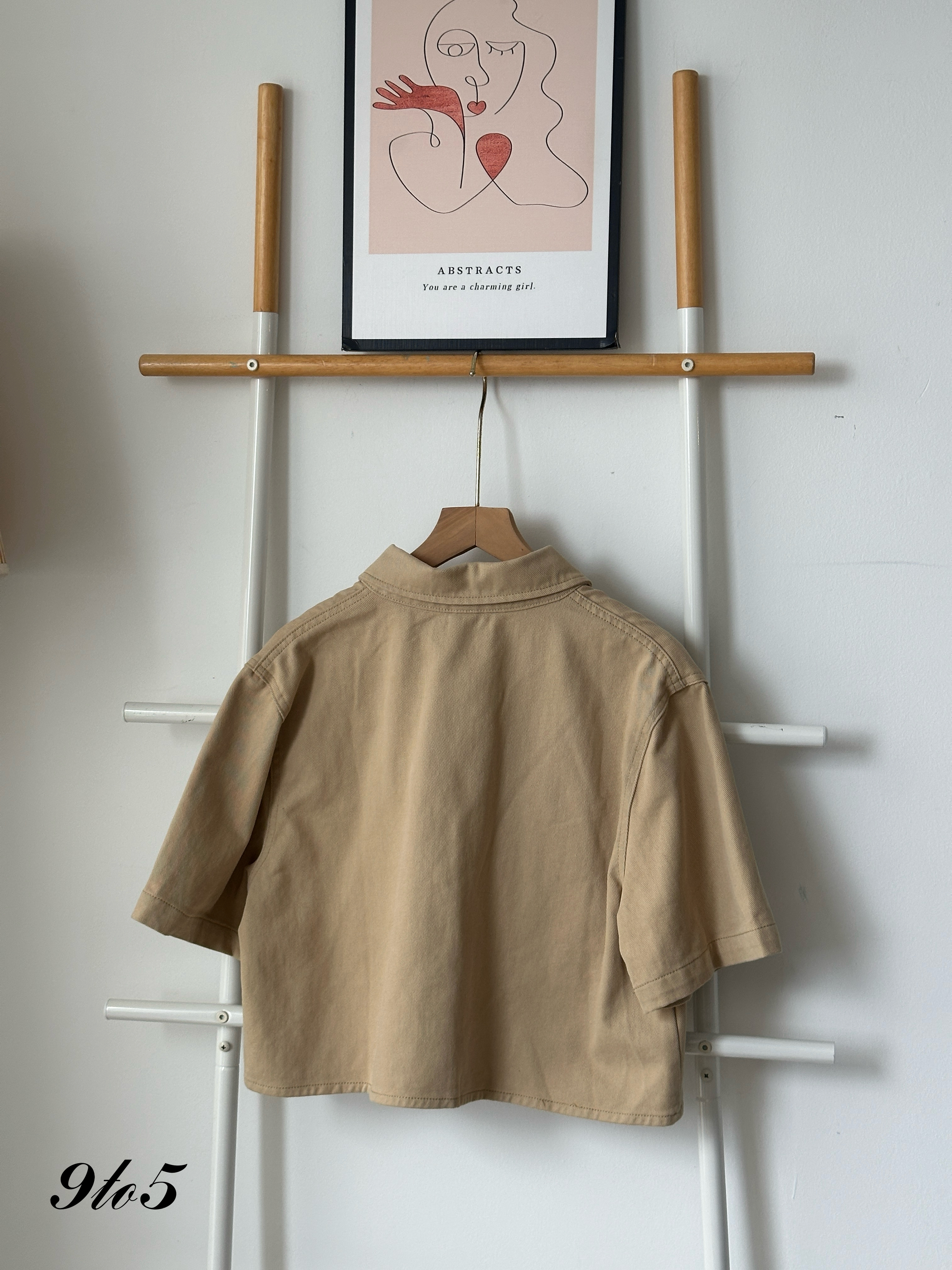 T4037 Denim Crop Jacket - Khaki