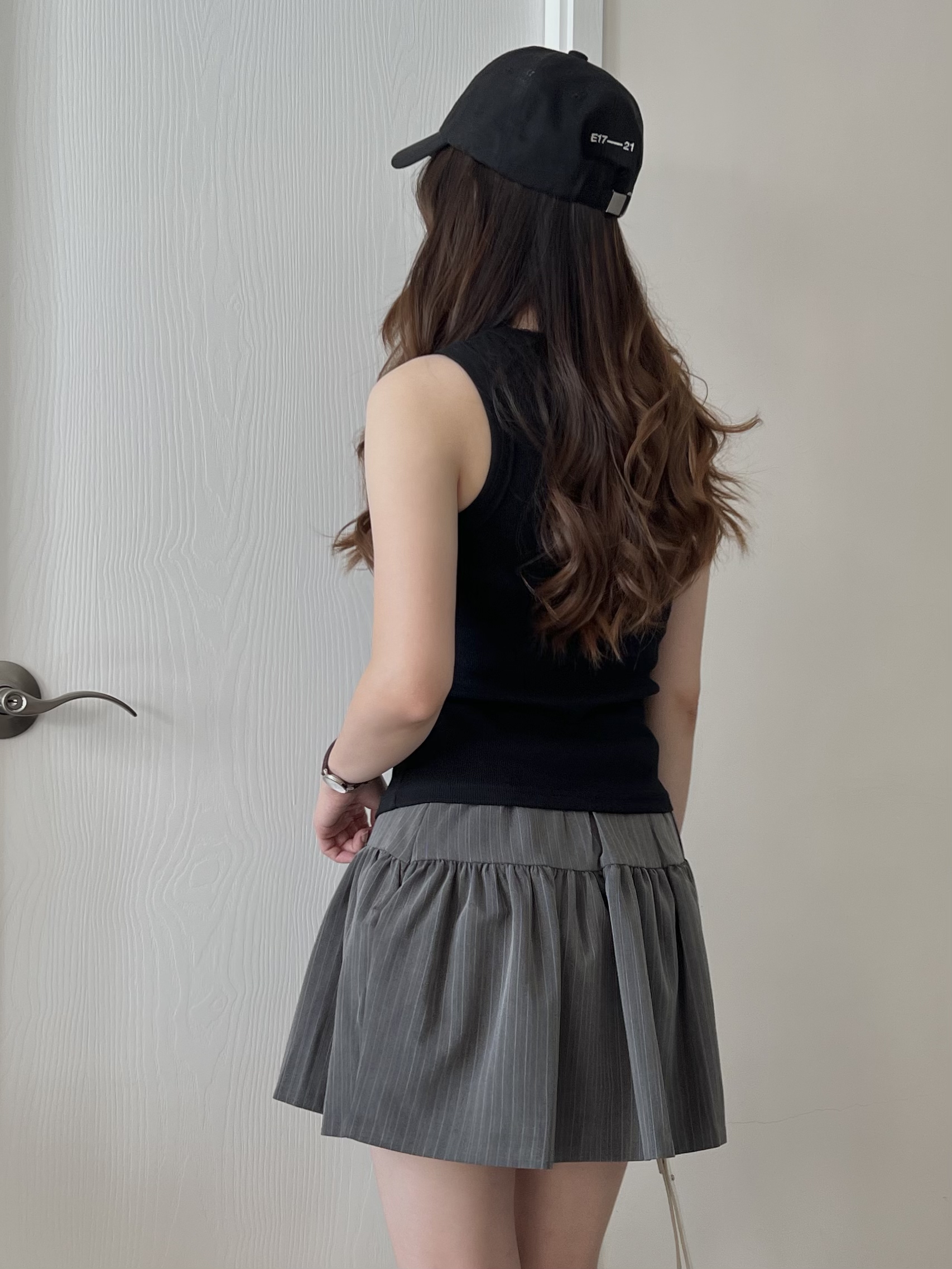 顯瘦條紋短裙 現貨