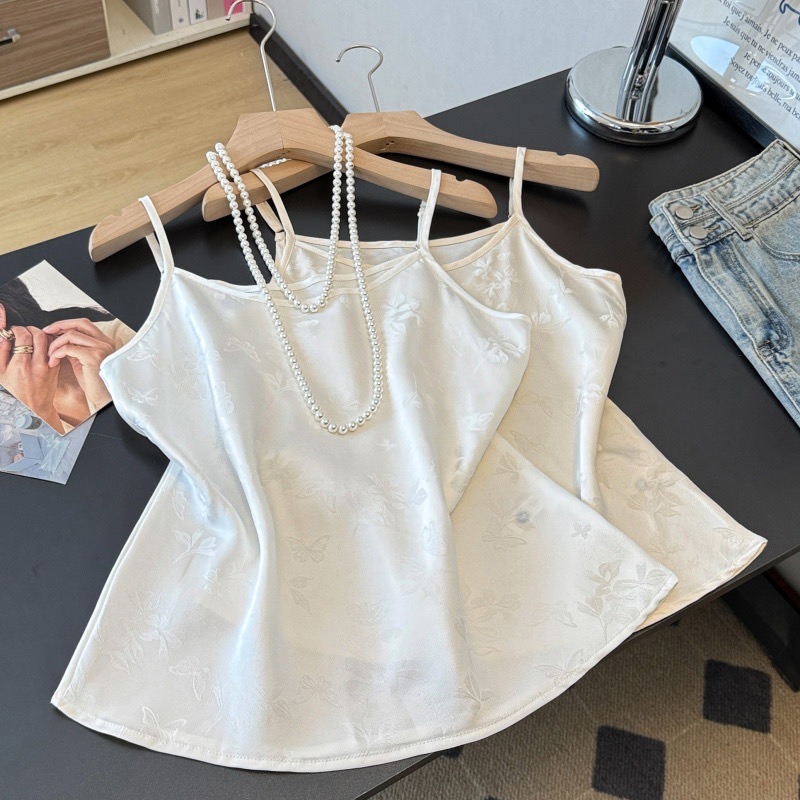 B99(0138吊带) 新中式复古花叶提花3色内搭