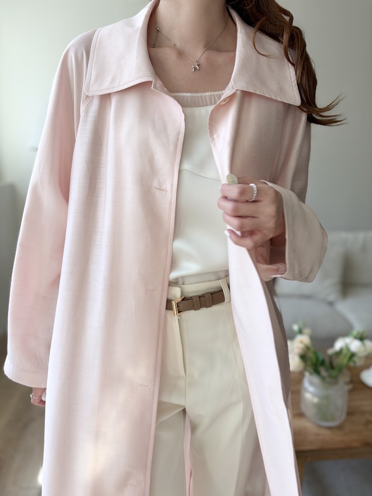 Silky Belted Trench Coat (Pink)