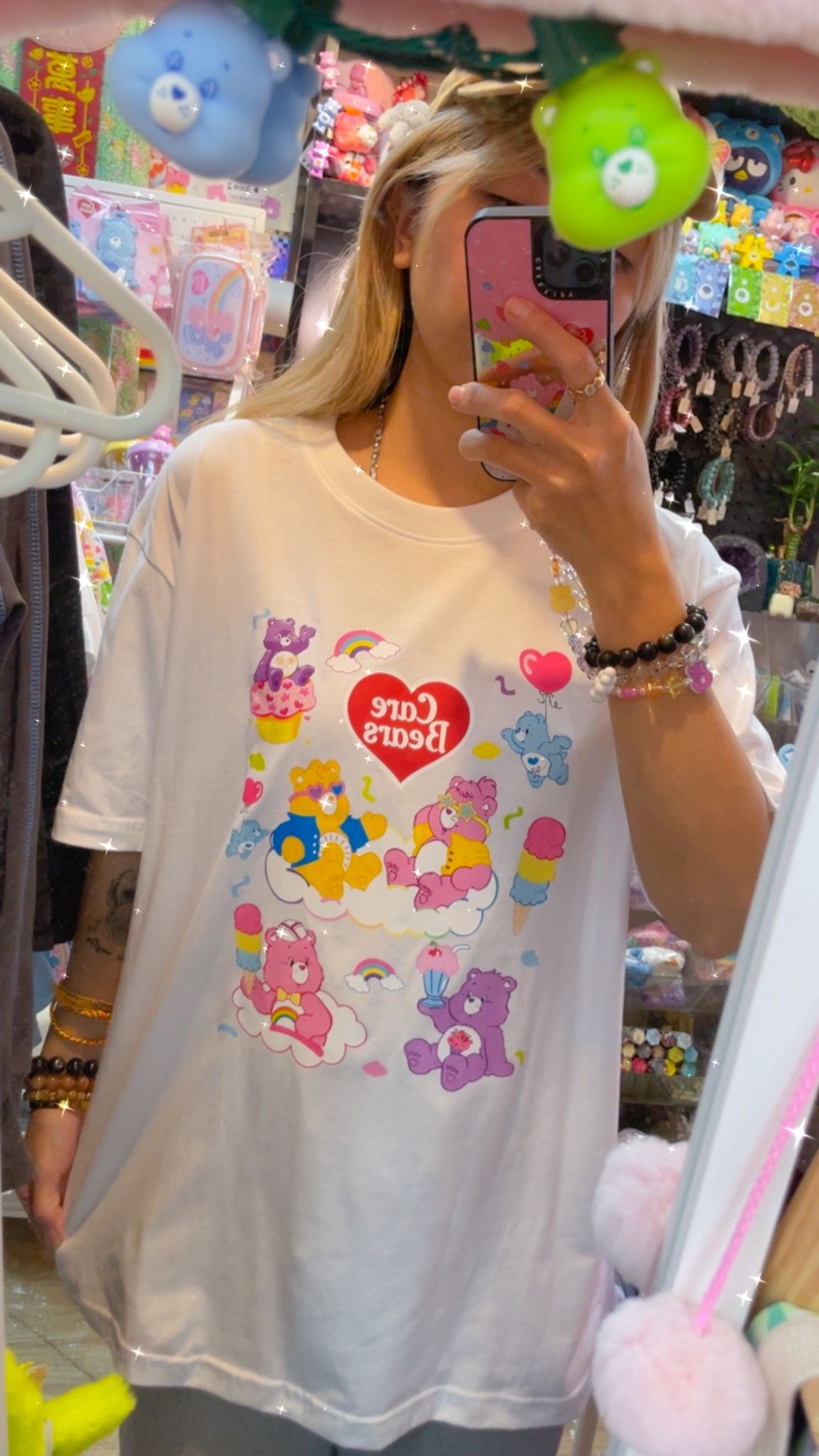 減價品🌈復古卡通熊印花寬鬆T恤🐻