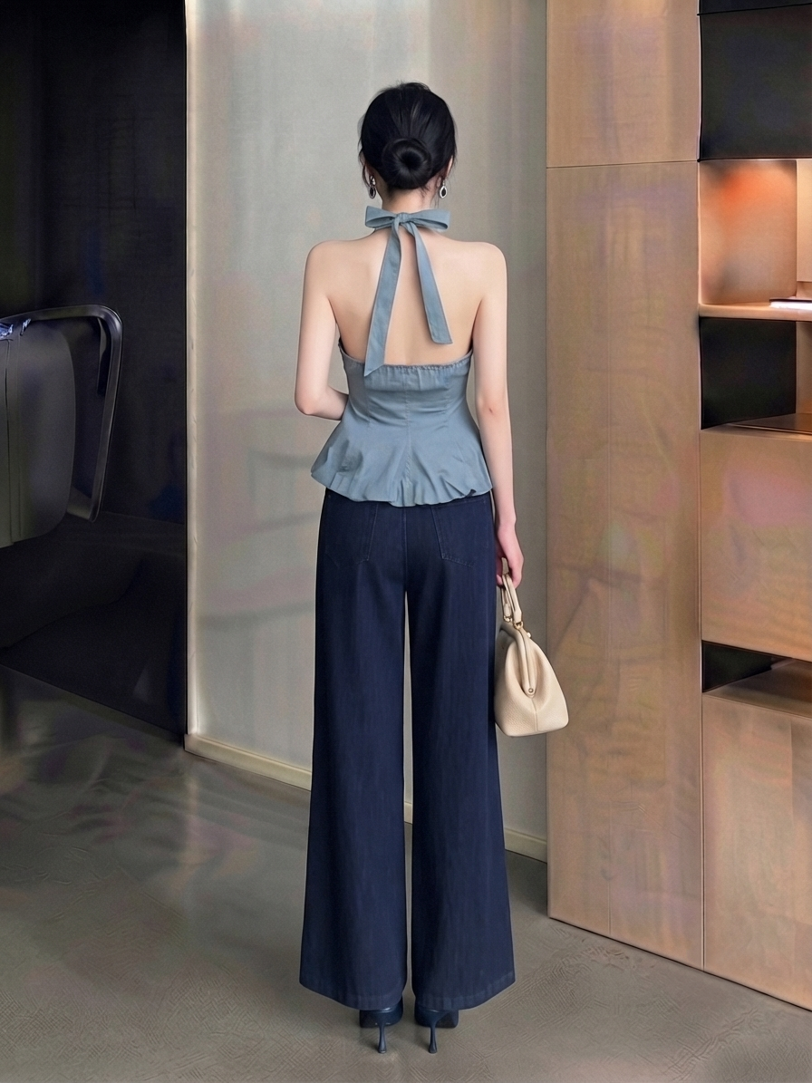 Faux Denim Halter Top M.250