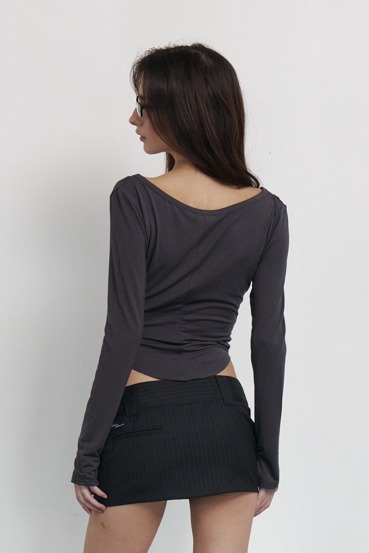 pleaseNOFOLLOW - Deba Long Sleeve Top (Charcoal)