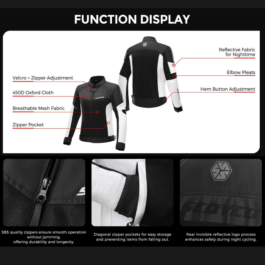 SCOYCO JK118 Motorcycle Riding Jacket Women | CE Protector | Touring Racing Jaket Motor
