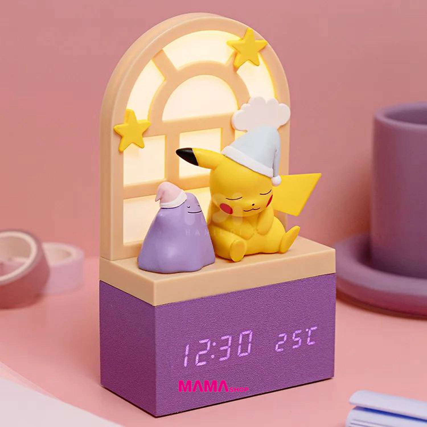 韓國直送 Pokémon百變怪比卡超小夜燈時鐘