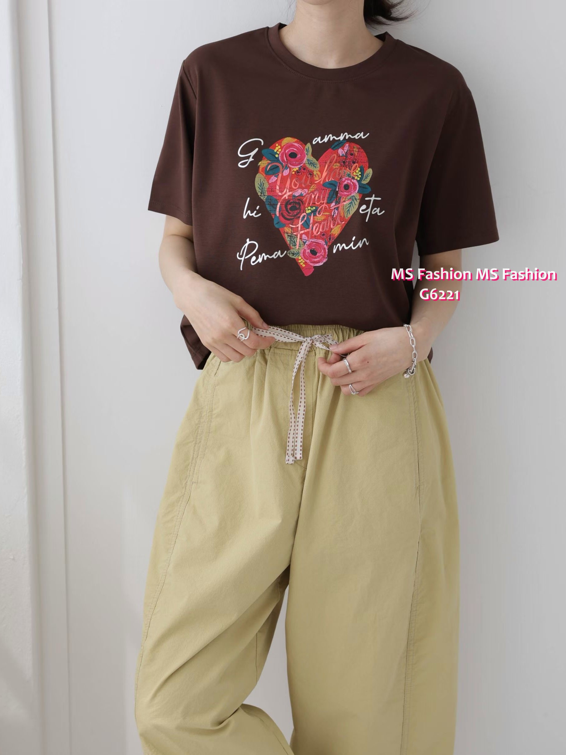 G6221 韓國🇰🇷花朵心型print top