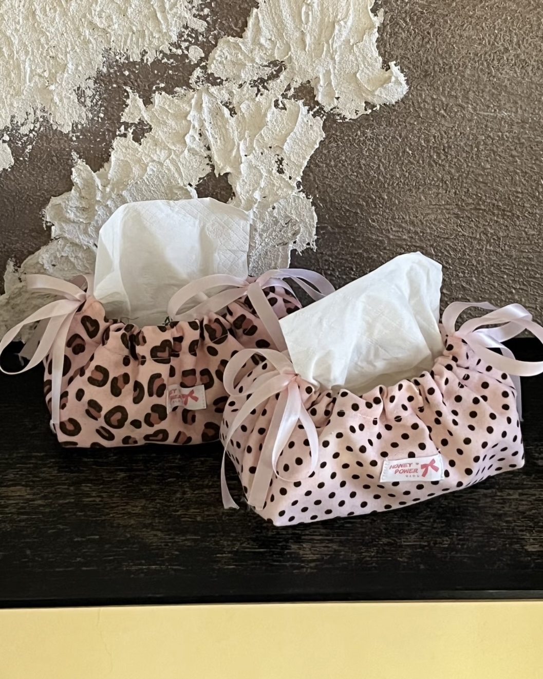 法式甜美蝴蝶結紙巾套 (波點/豹紋)