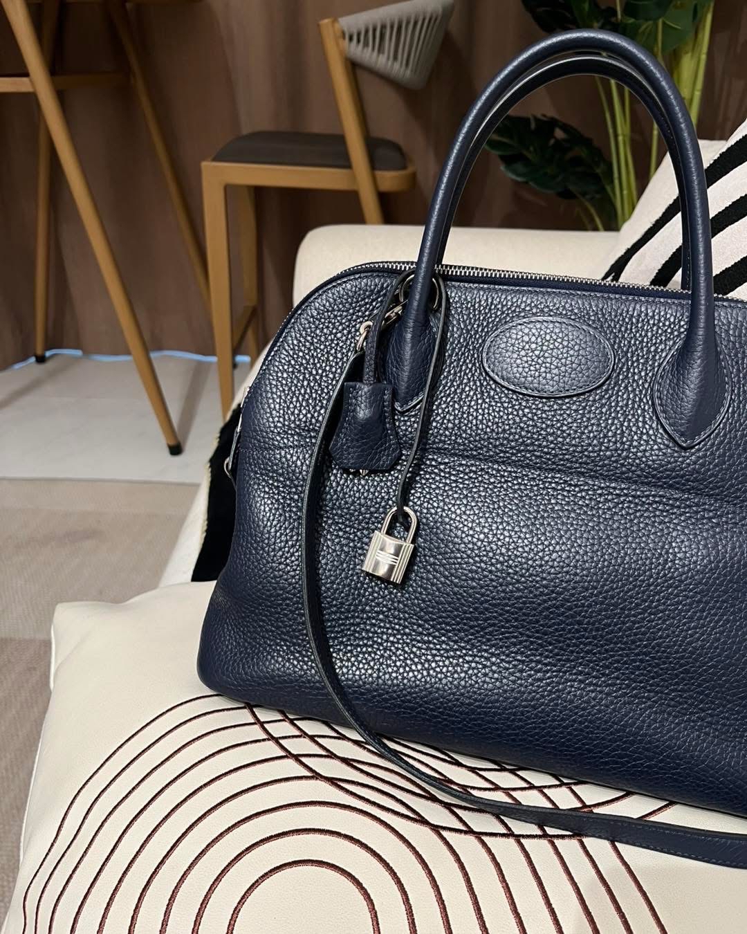Hermes bolide 31,STAMP X,7L馬耳他藍色銀扣，100%Authentic,95%new✅key lock✅dust bag