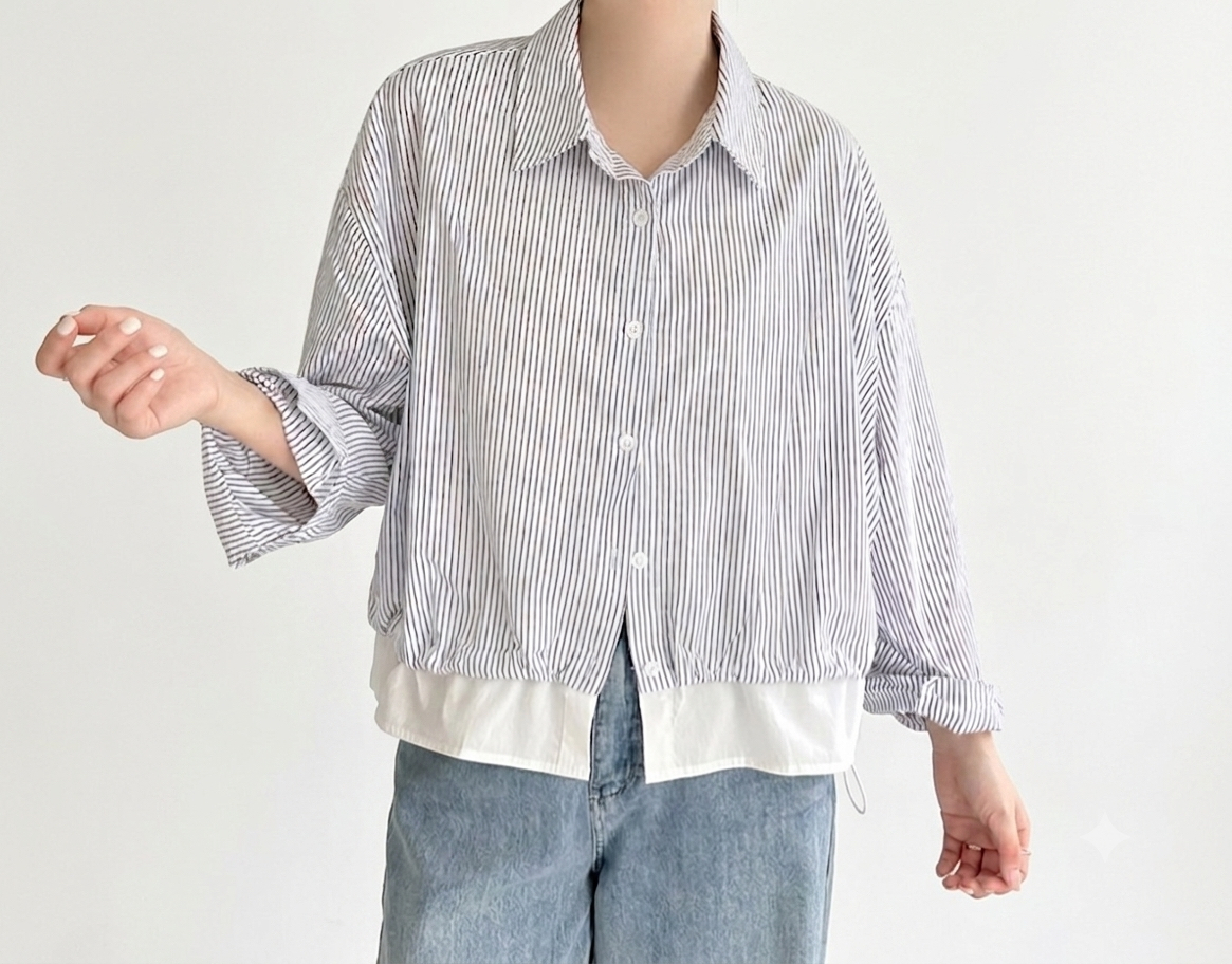 Made in Korea 🇰🇷條子ruffle 恤衫