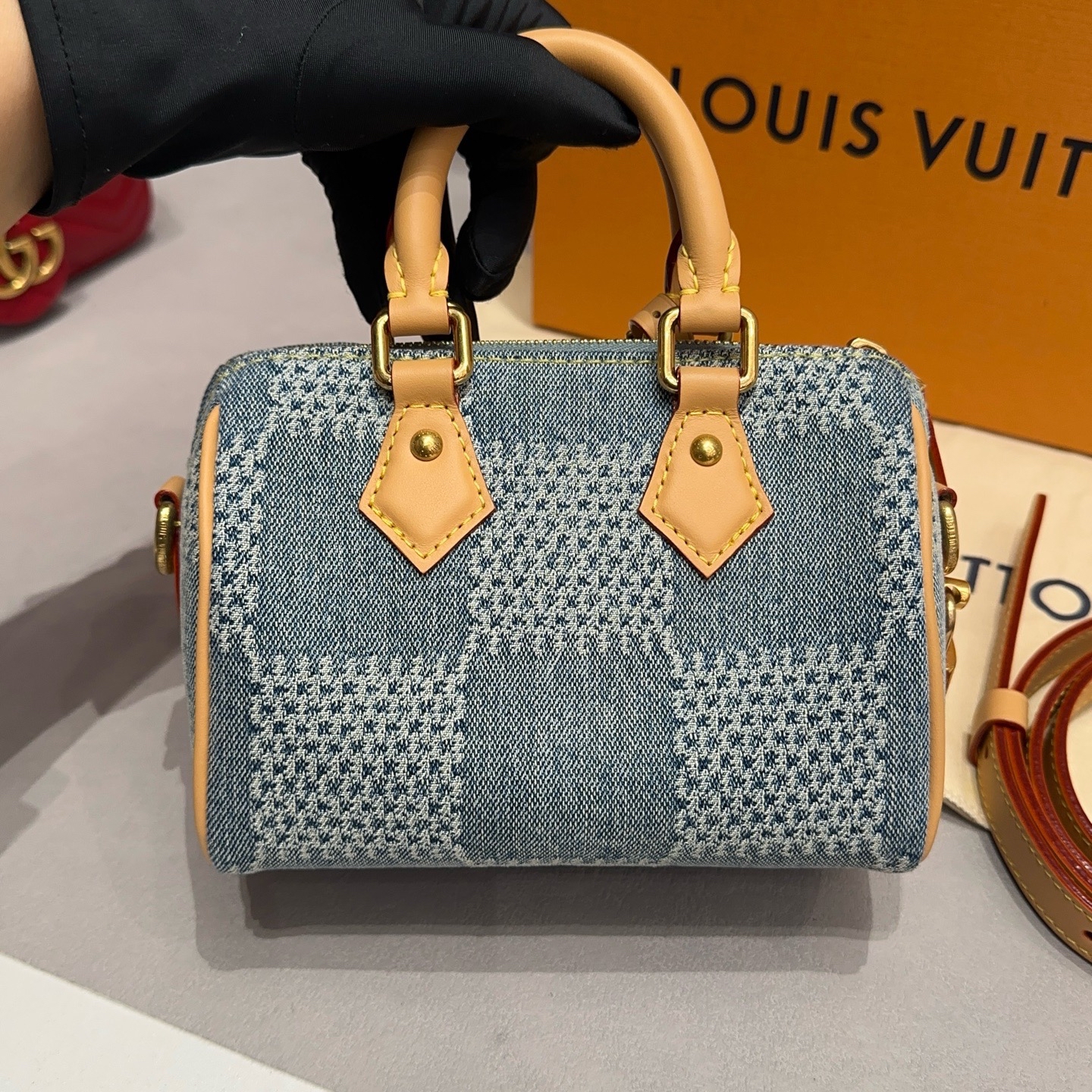 【預訂貨品】Lv 18牛仔丹寧棋盤格speedy
