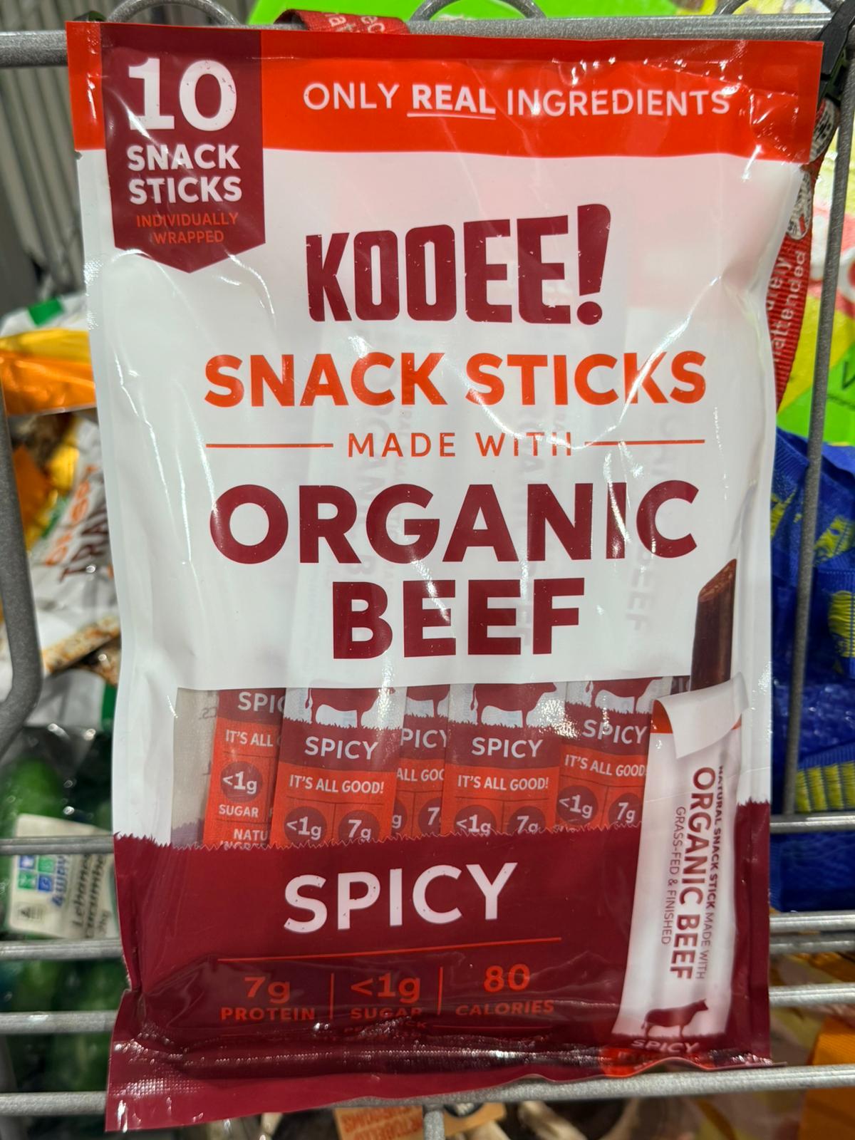 澳洲Costco KOOEE! 有機草飼牛肉能量棒／肉乾棒（香辣味 10 條入）