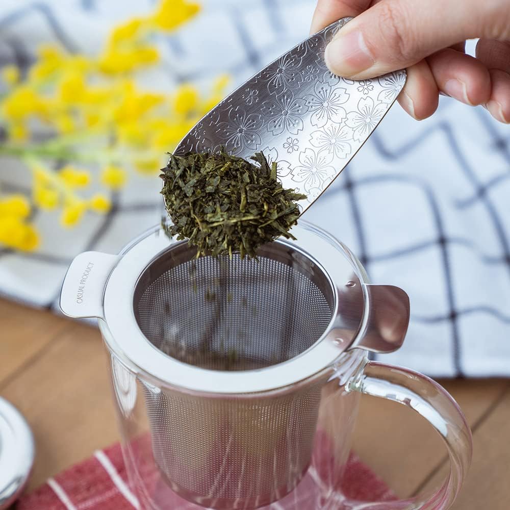 🔥🔥【日本製《青芳》櫻花壓紋不鏽鋼茶葉量匙】