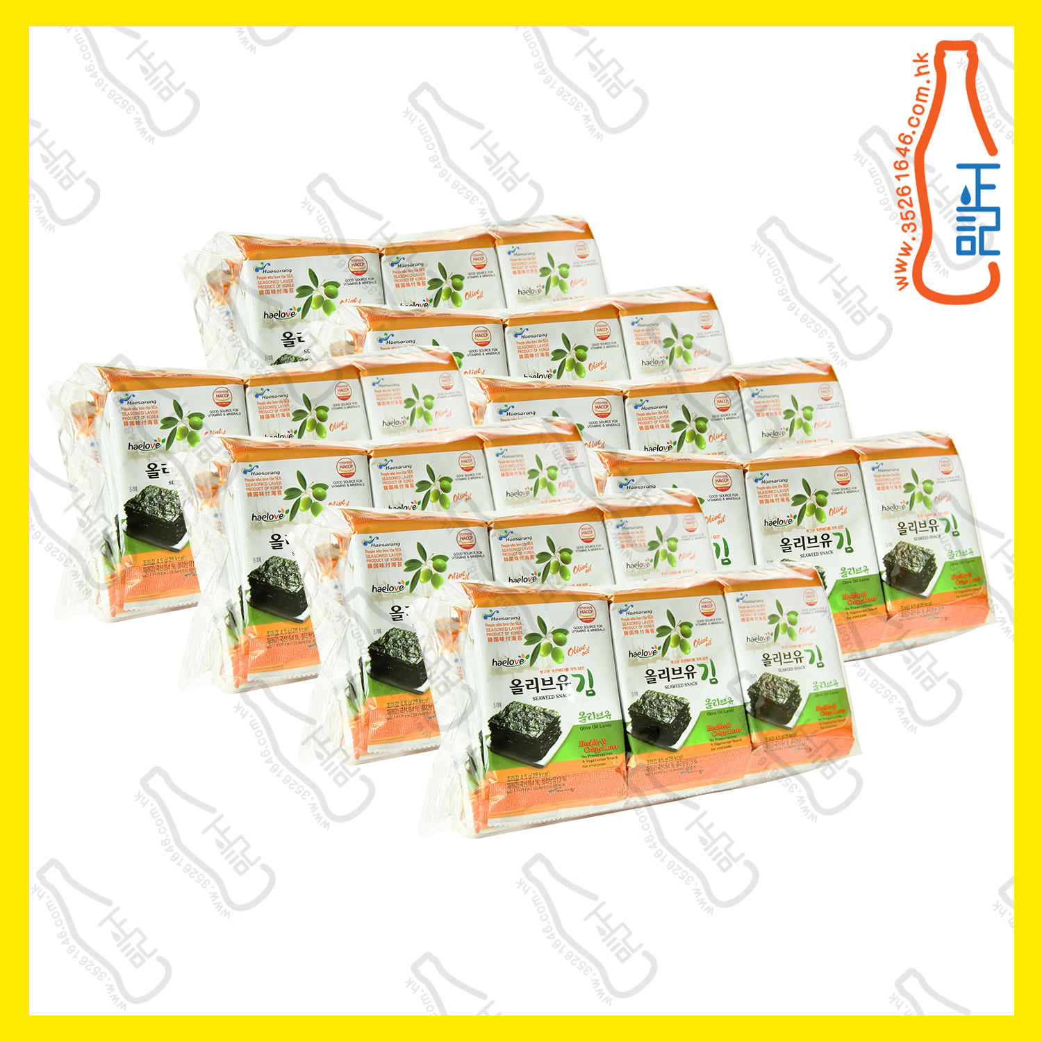 ==CFT3022 Haelove味付海苔9包裝 - 橄欖油味 - 8袋 /箱