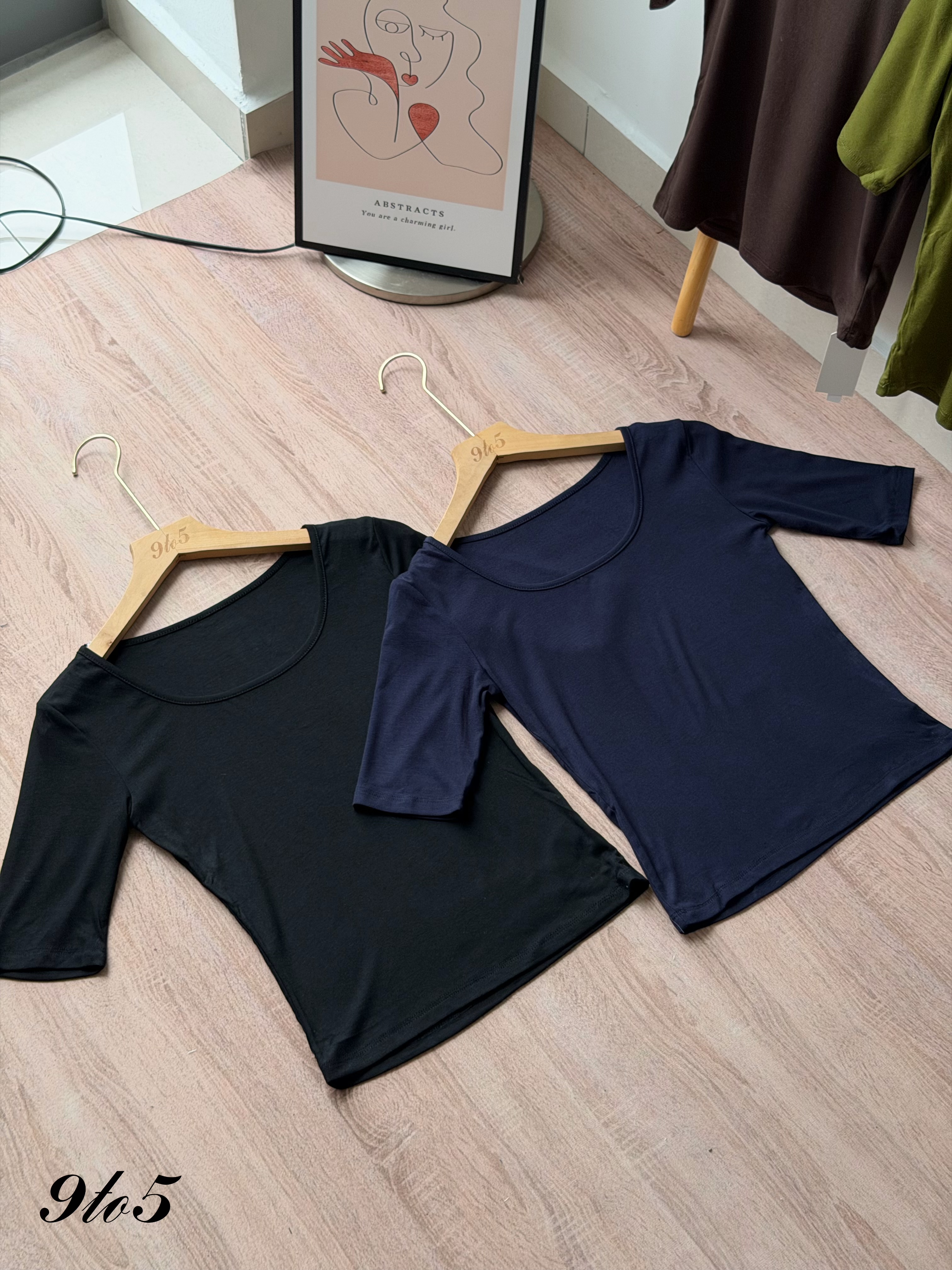 T4477 Half Sleeve Square Neck Top - 4 Colors 