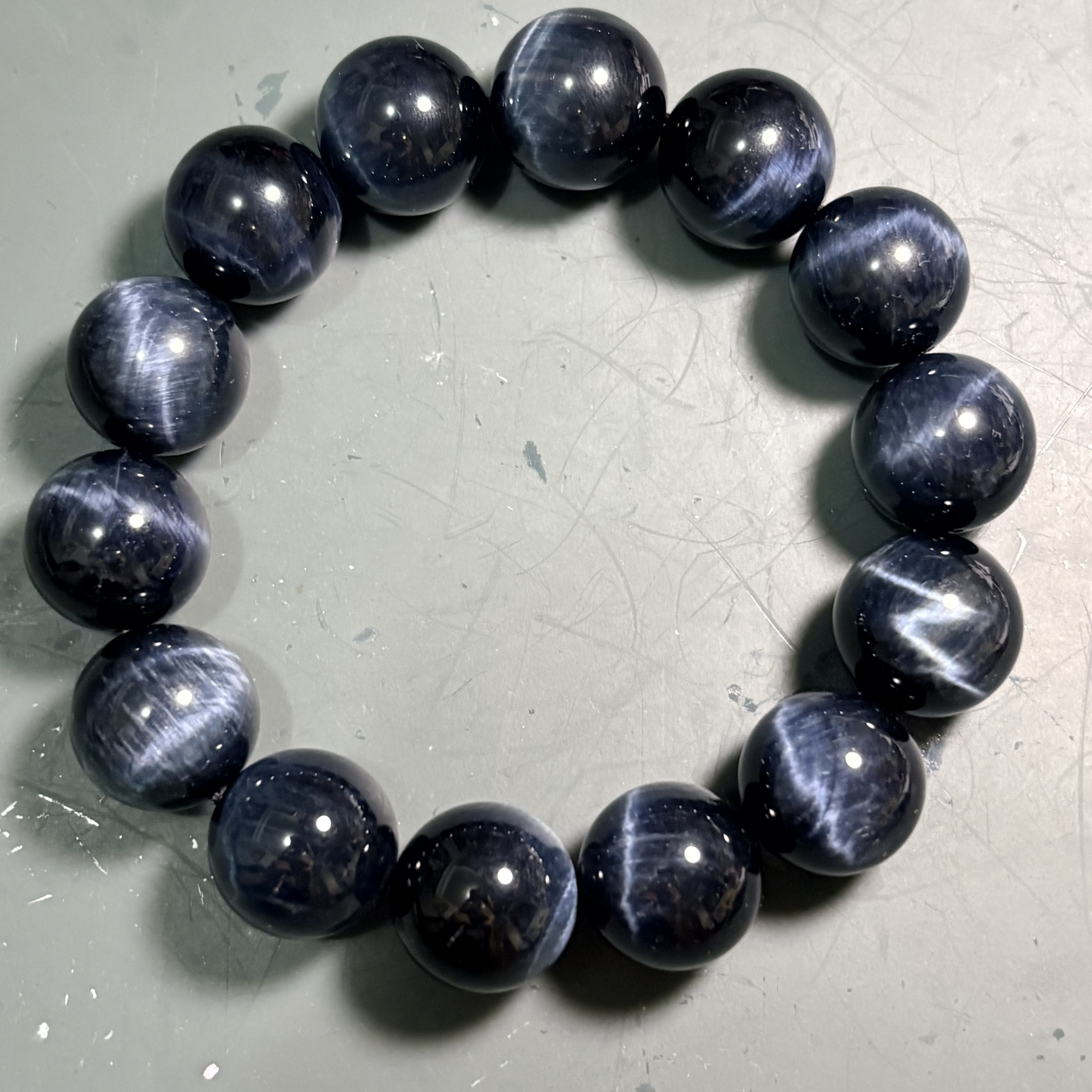 藍虎眼石手串 No.2196 規格：16.5mm珠18cm 手圈