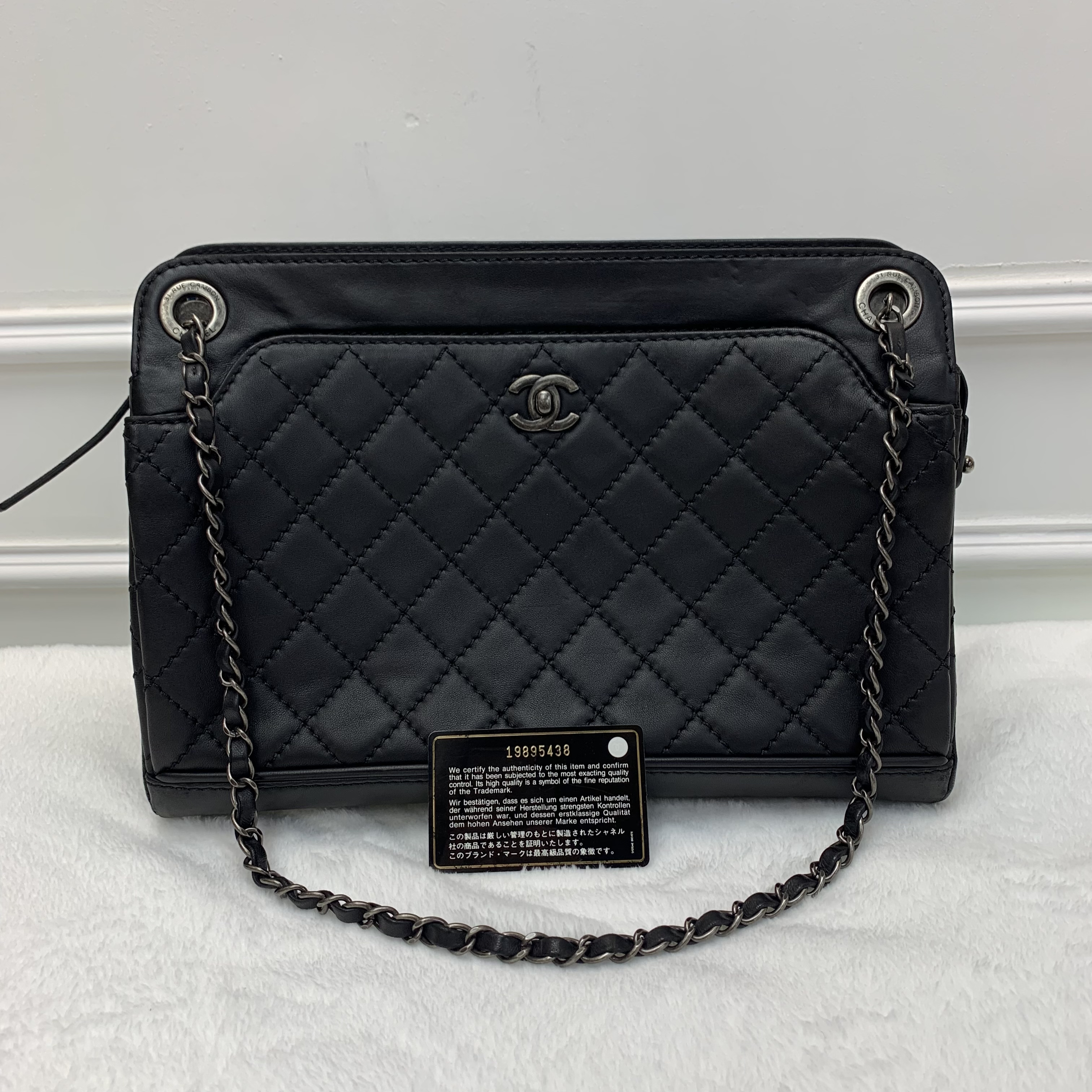 中古包🖤Chanel黑色小羊皮金屬鎖鏈肩背袋