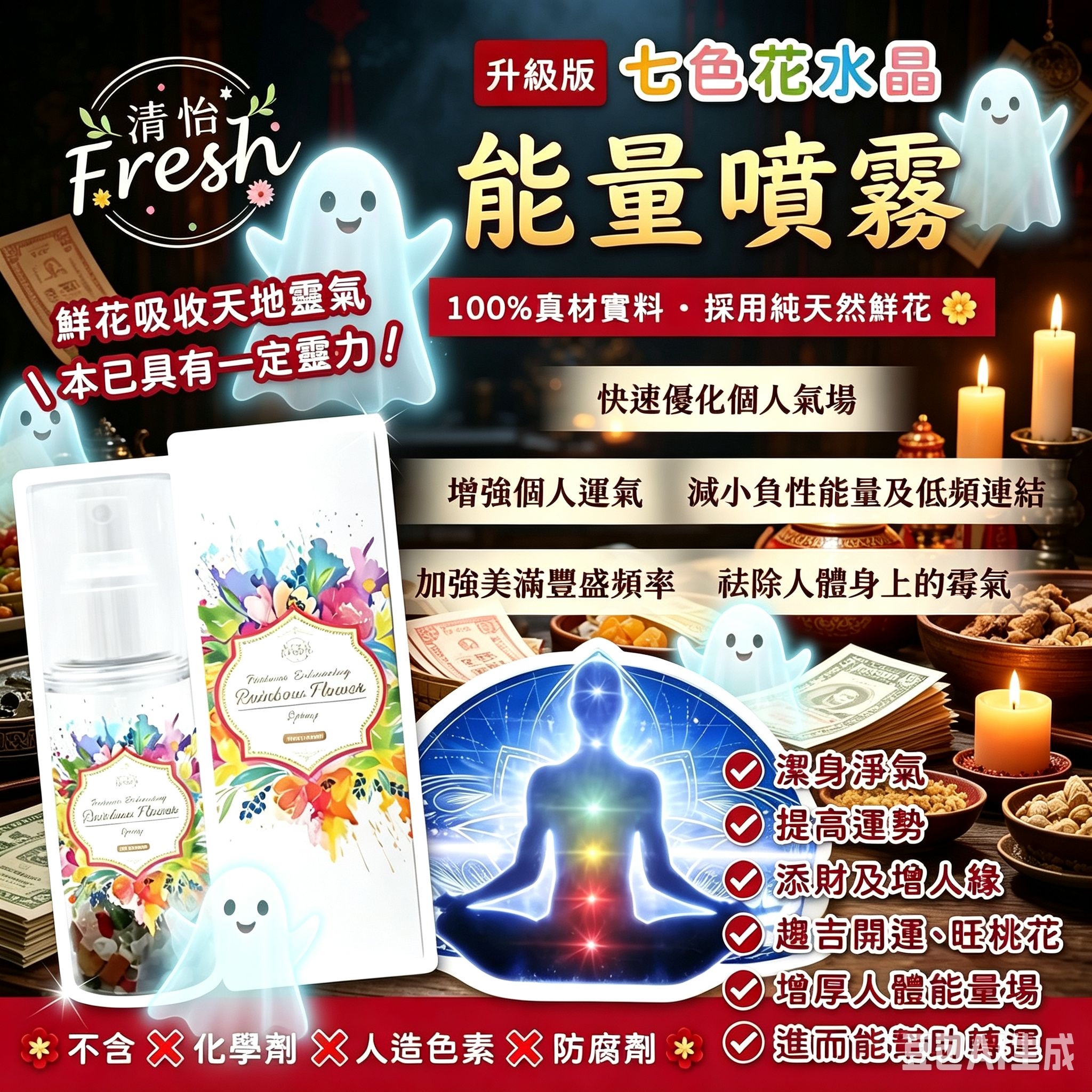 台灣製造清怡七色花水晶能量水噴霧100ml