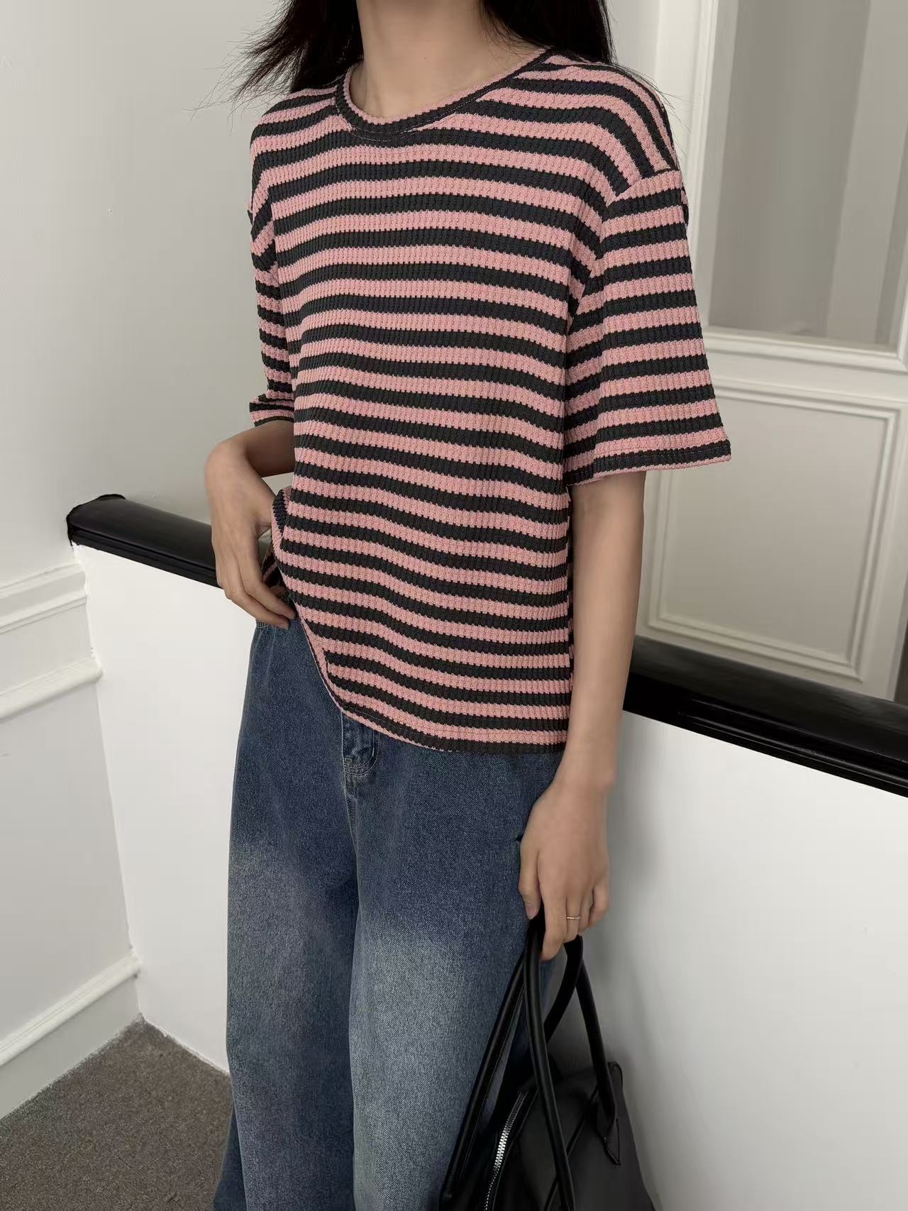 TP3 ✨自家品牌  最新撞色間條TOP✨