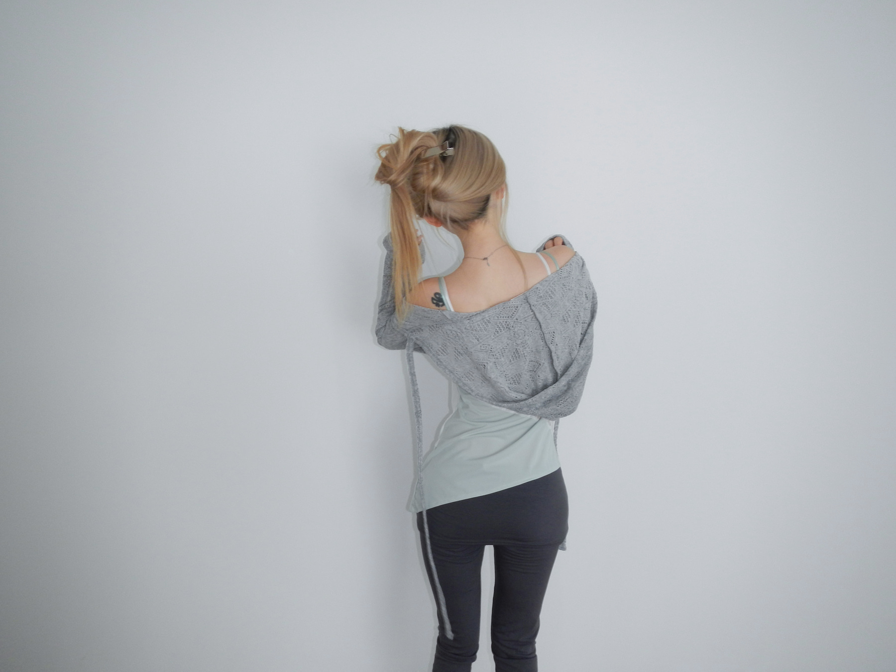 Cropped Hooded Knit Cardigan
