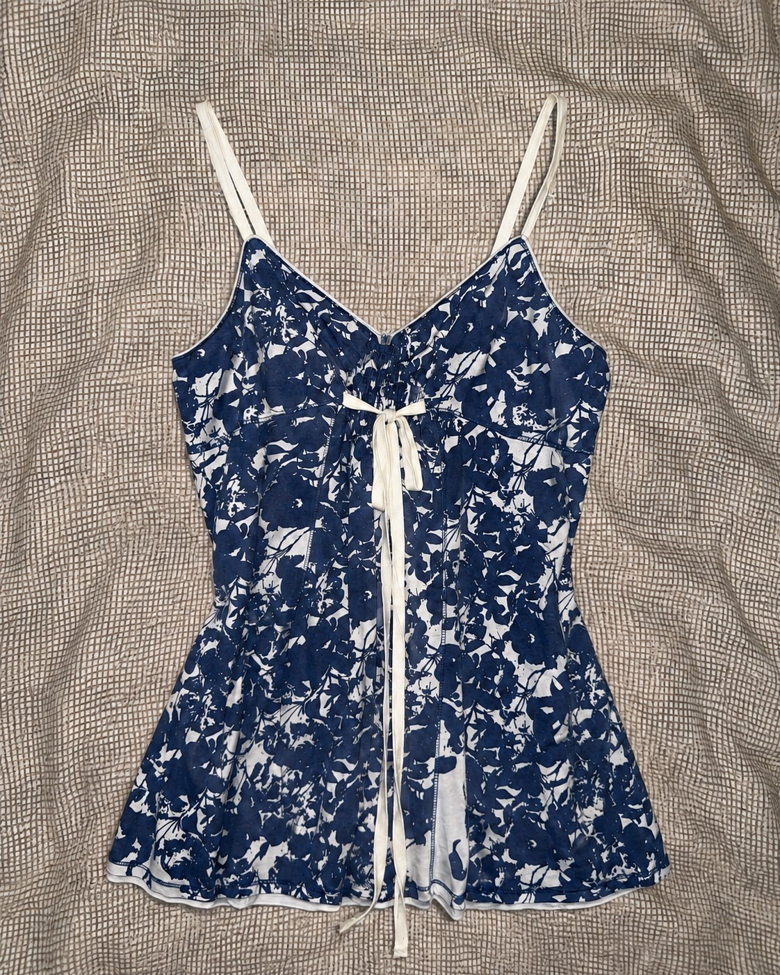 Vintage Floral Print Smocked Cami Top