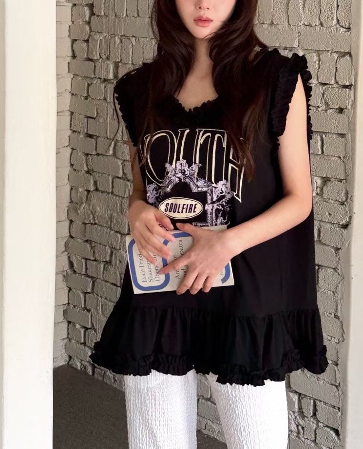 Ruffle 腳棉背心