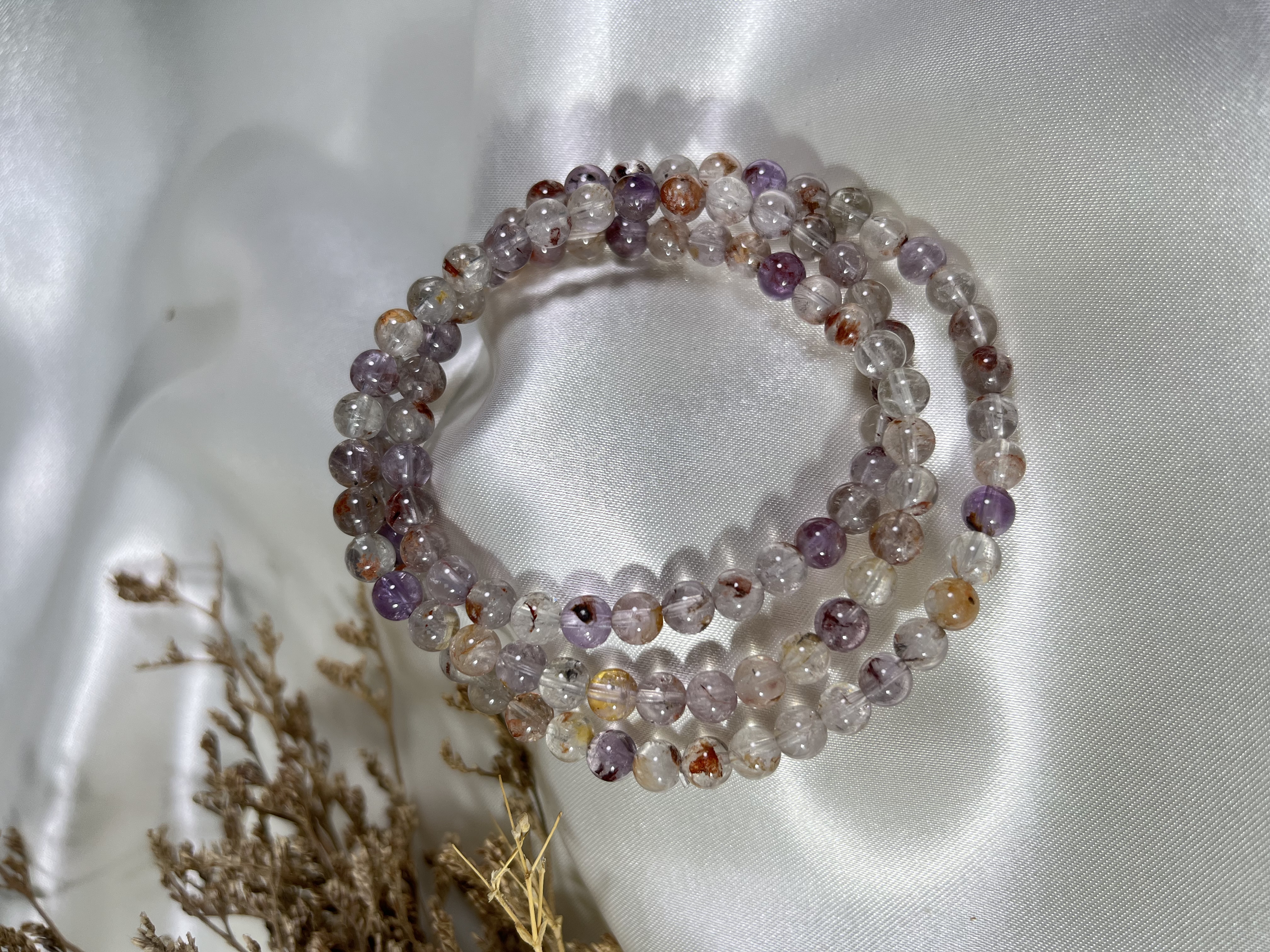 紫骸骨三圈（極光與閃靈鑽共生石） 5mm+