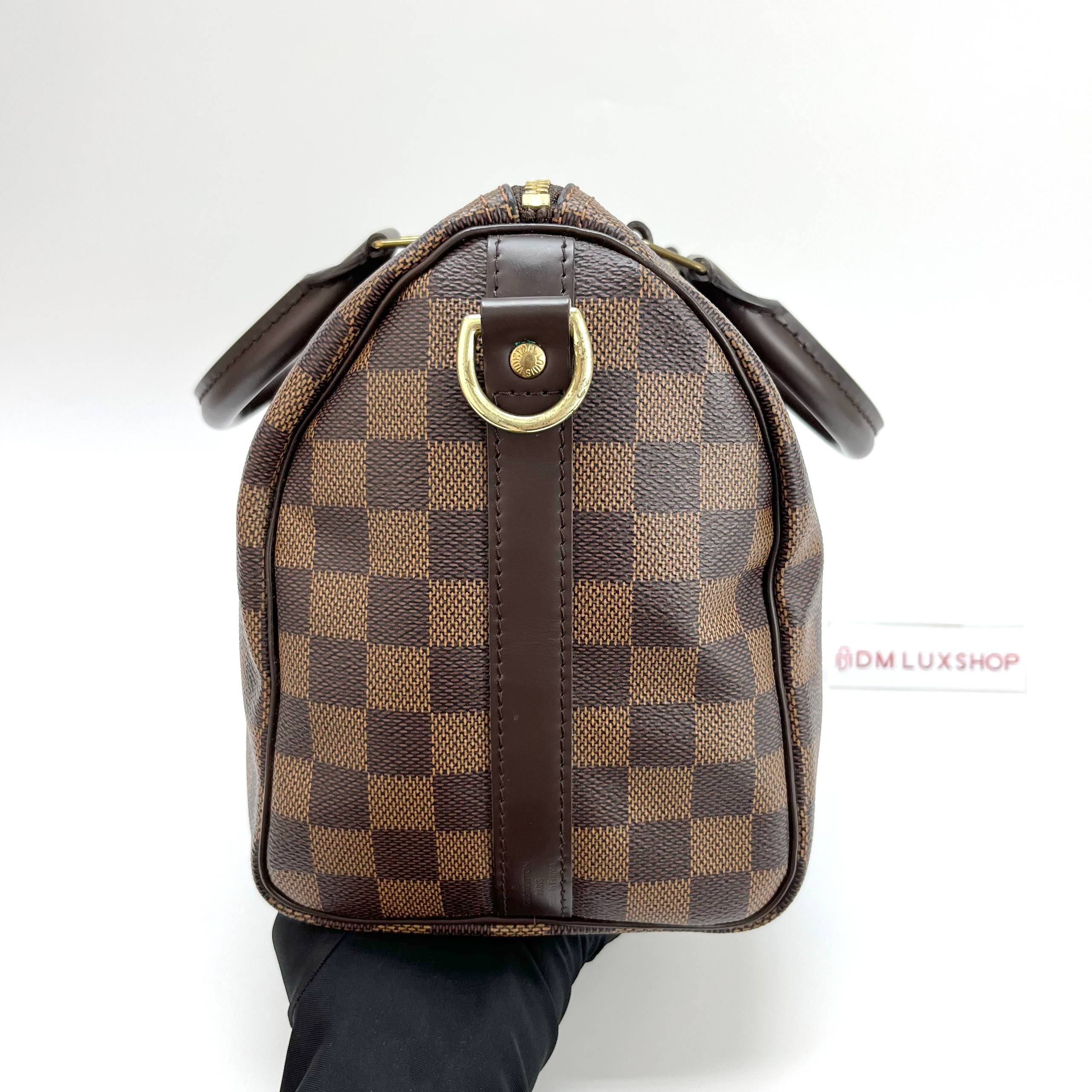 LV Damier Ebene Speedy 25 w/ Strap GHW