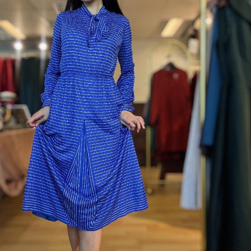 Vintage Nautical Style Tie Collar Blue Dress (PP001-26)