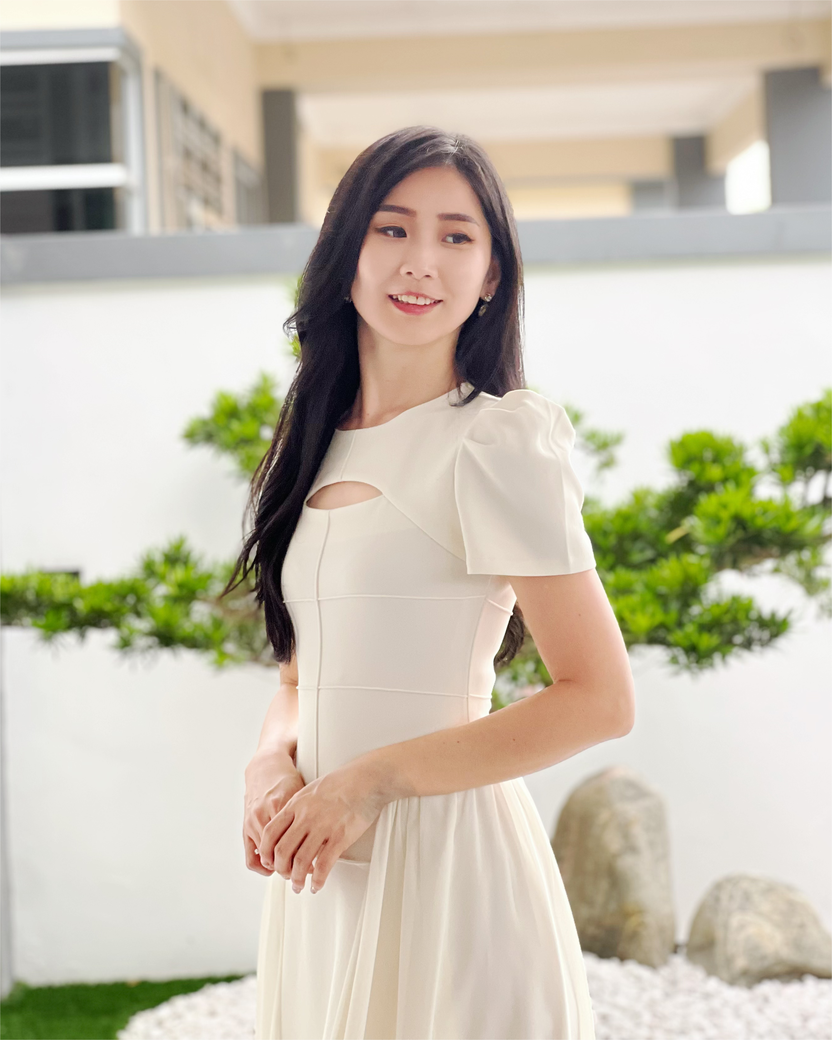 5052 Midnight Princess Silhouette Midi Dress -White Cream