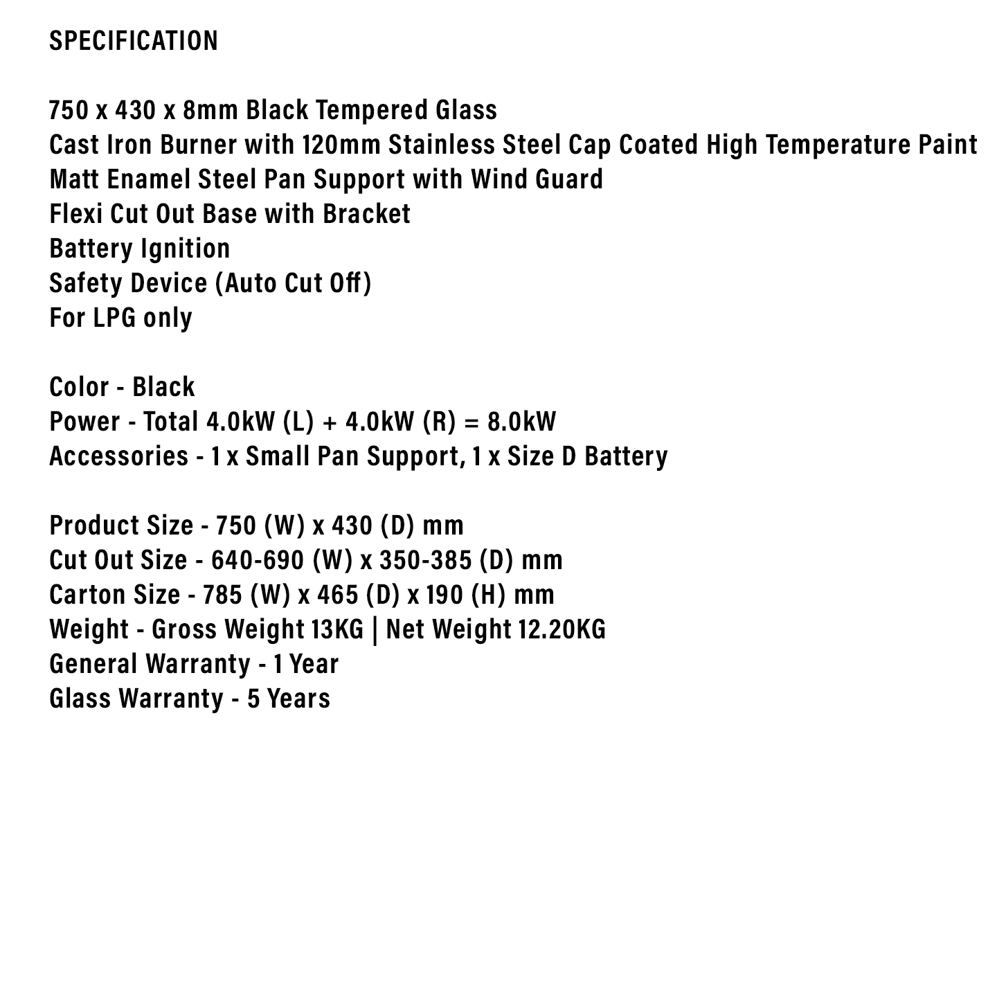 Faber 4.0kW Built-In Gas Hob FBIH G752B400TG