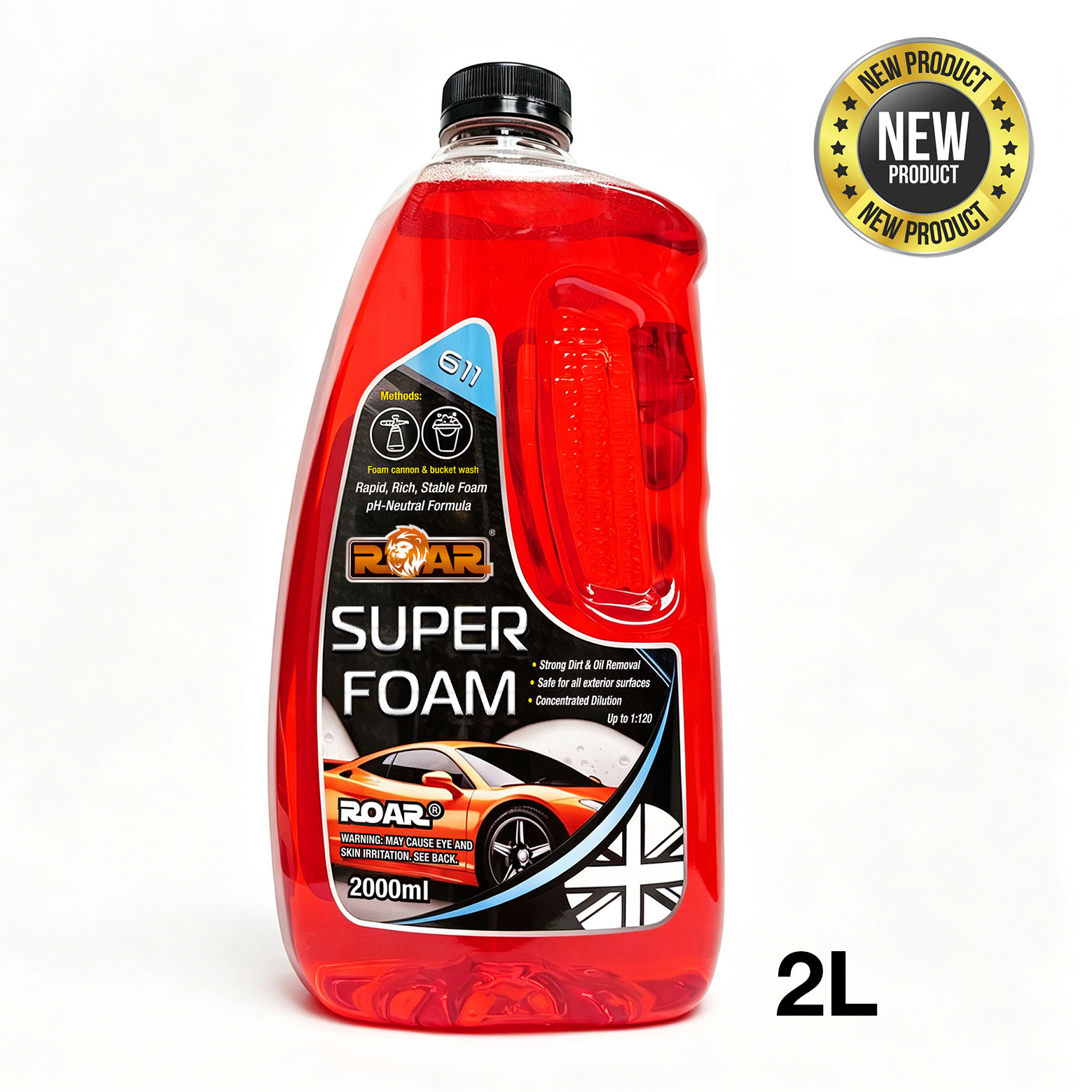 ROAR SUPER FOAM 濃縮高泡洗車液 2000ml（中性配方／泡沫噴壺／水桶兩用）