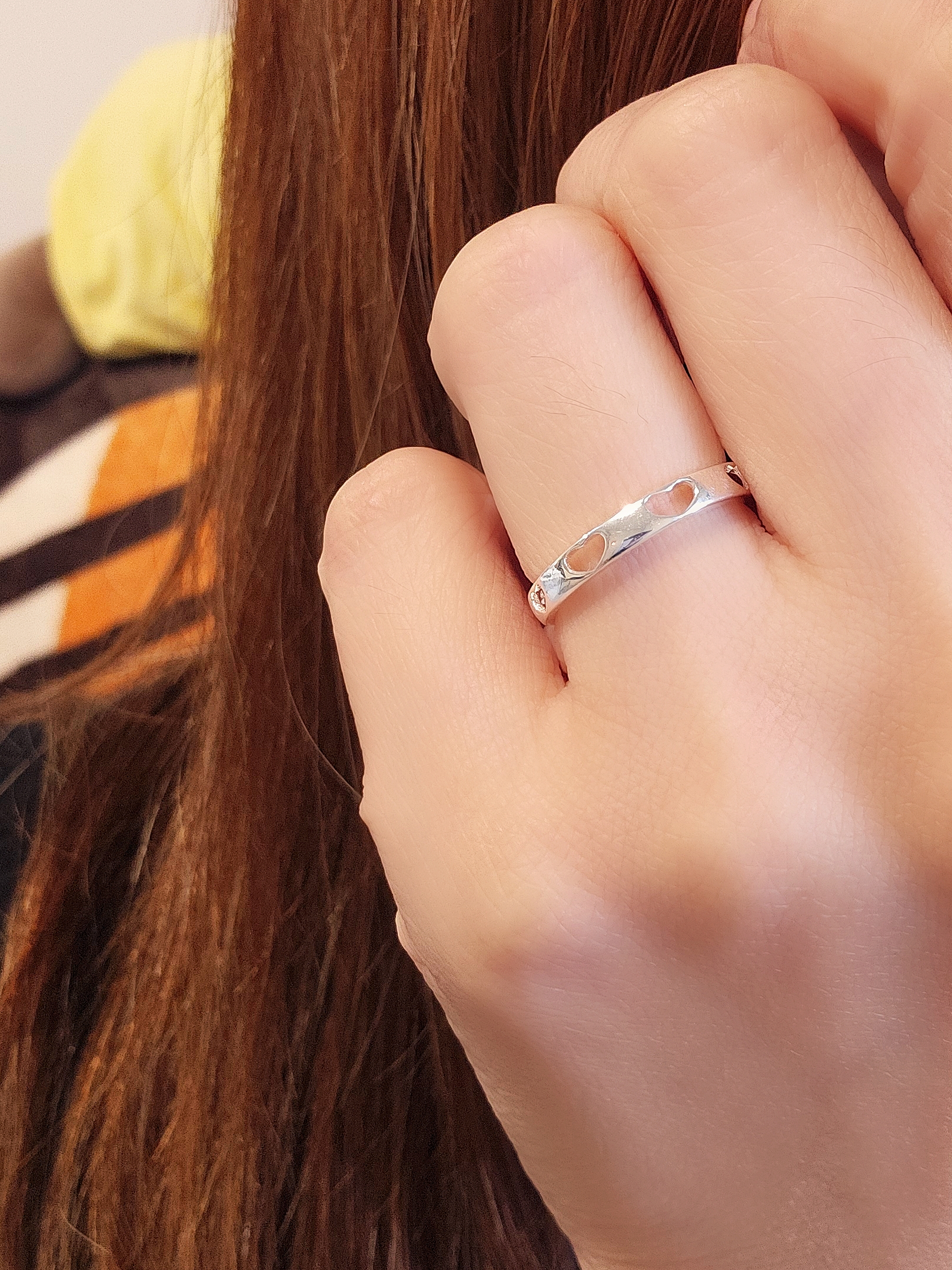 S925 -ER0073 Heart Cut‑out Pinky Ring