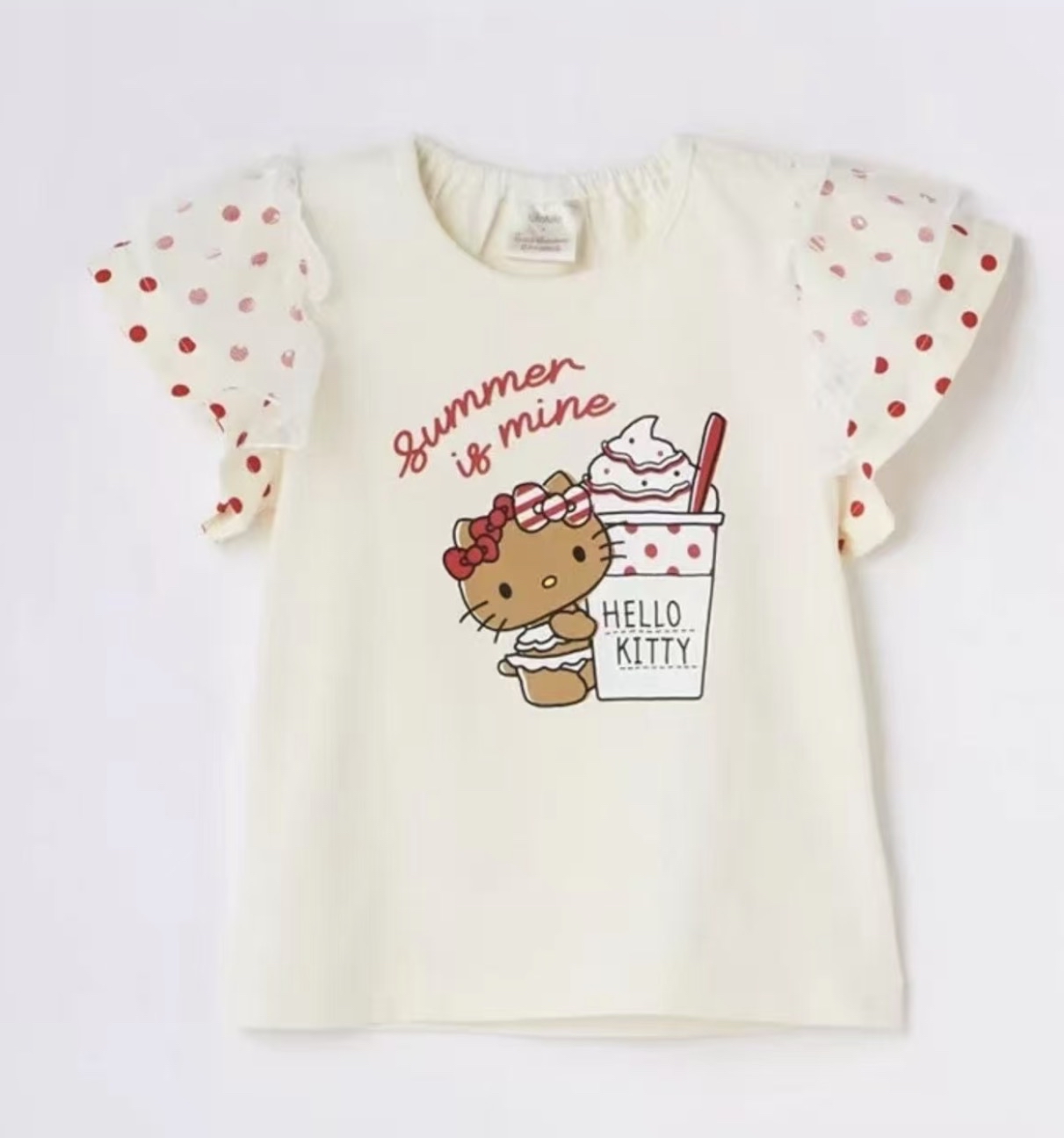 ▫️現貨▫️Sanrio x Futa Futa曬黑Kitty Ruffle袖上衣（白色）