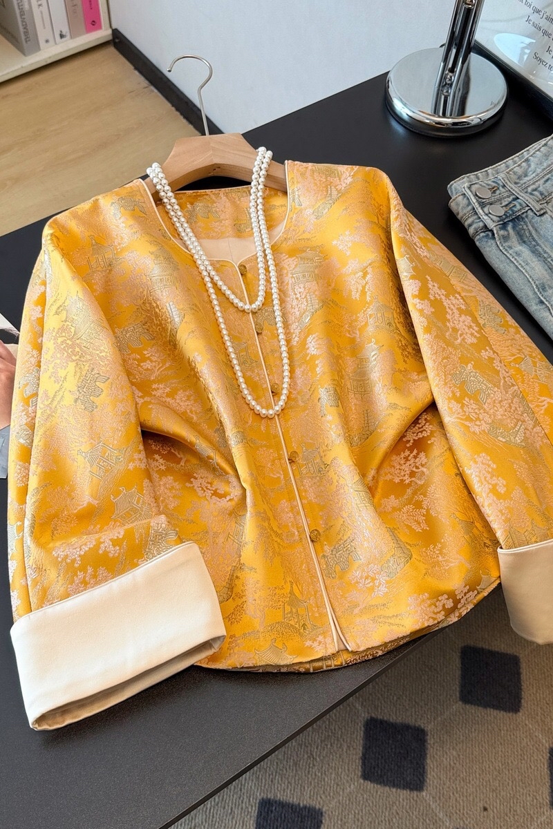 B53(9932) 新中式东方古韵高级感宫廷风提花金外套上衣