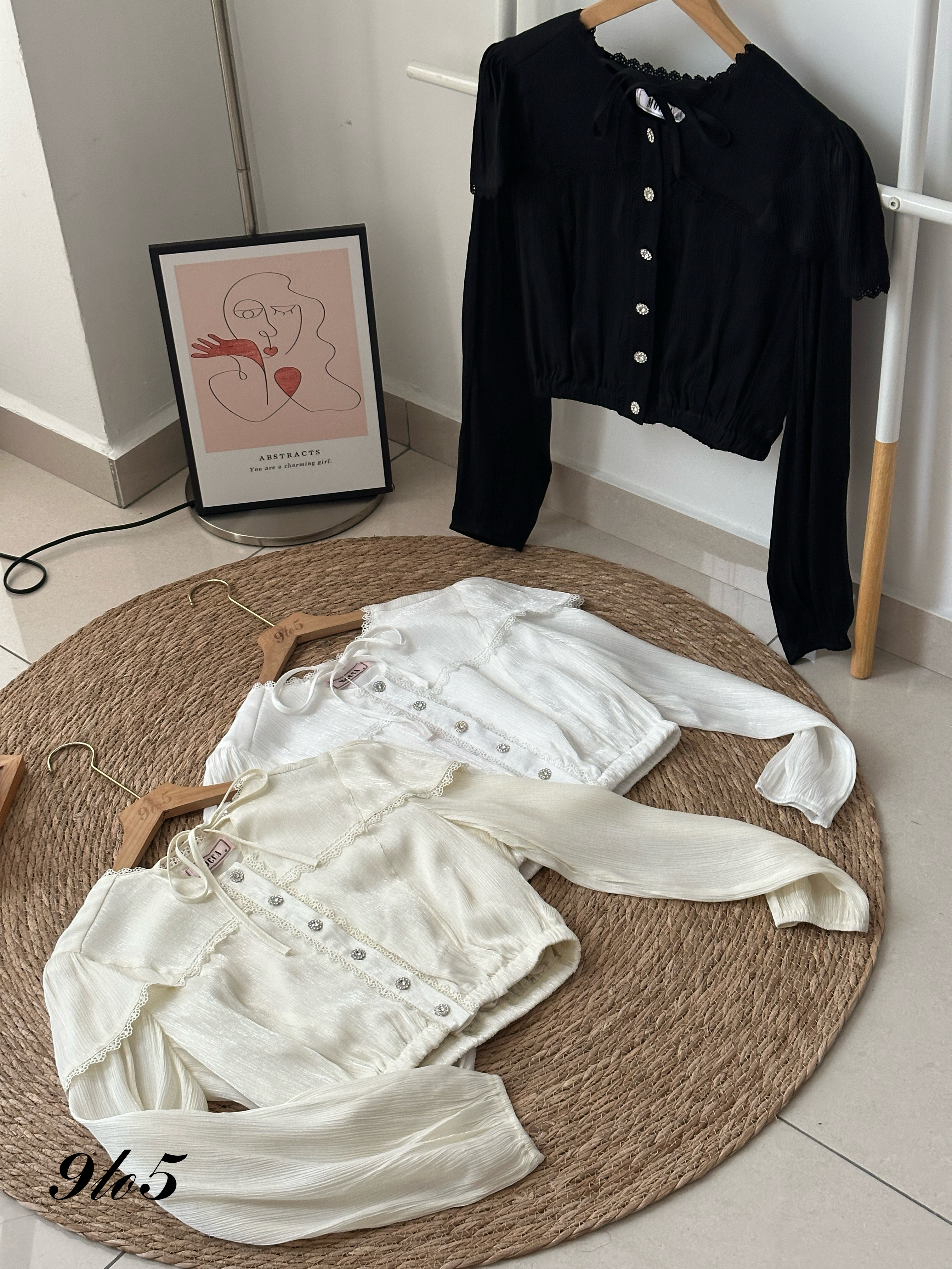 T3974 Lace Peter Pan Blouse - 3 Colors