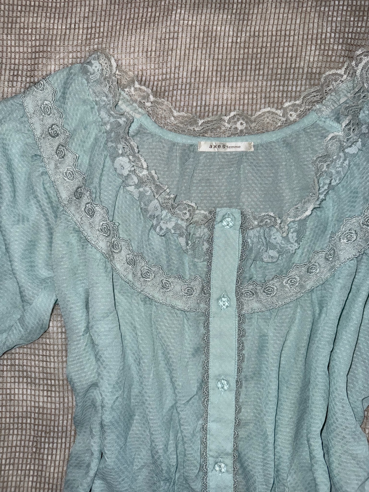 Axes Femme Lace-Up Blouse with Ruffles