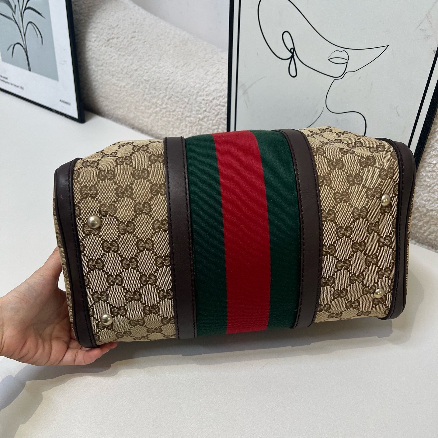 【預訂貨品】gucci 老花帆布波士頓包