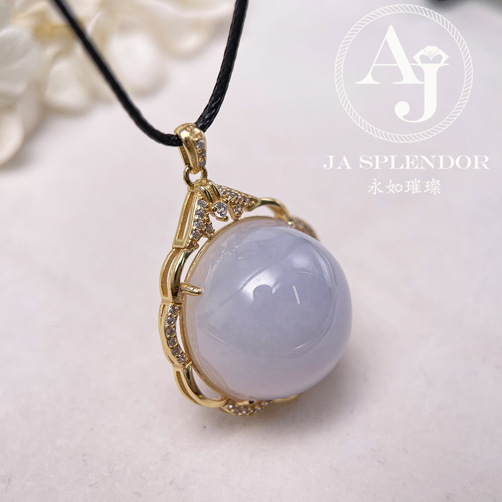 JNS-44 天然翡翠A 冰潤紫羅蘭大蛋面厚莊吊墜